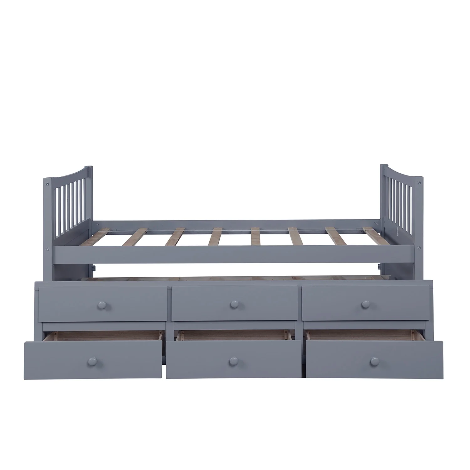 Wood Bed Captain's Bed Storage Twin Daybed with Trundle Bed and Storage Drawers Platform Bed Kids Bed