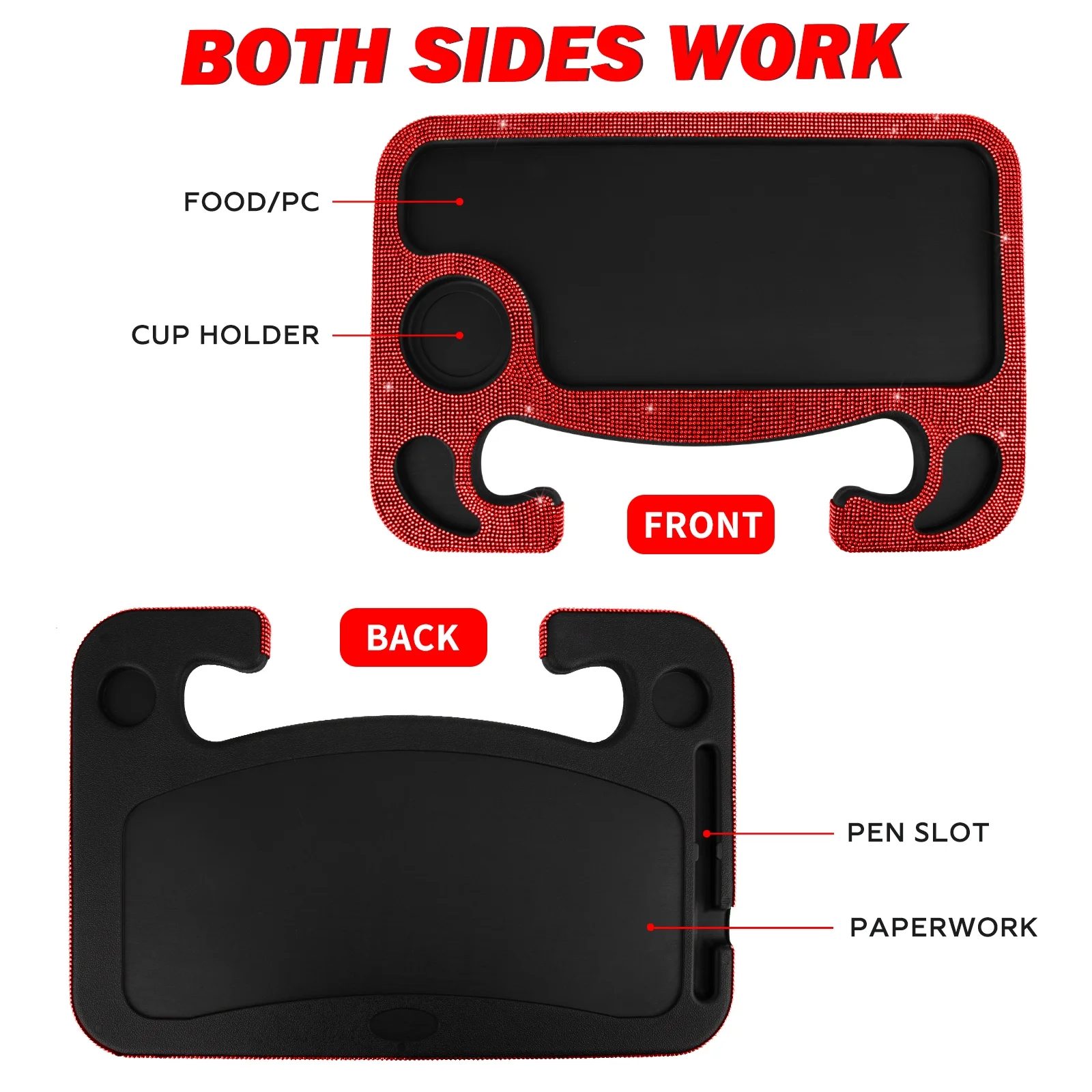 eing Car Eating/Laptop Steering Wheel Desk,Bling Crystal Steering Wheel Tray(16.6