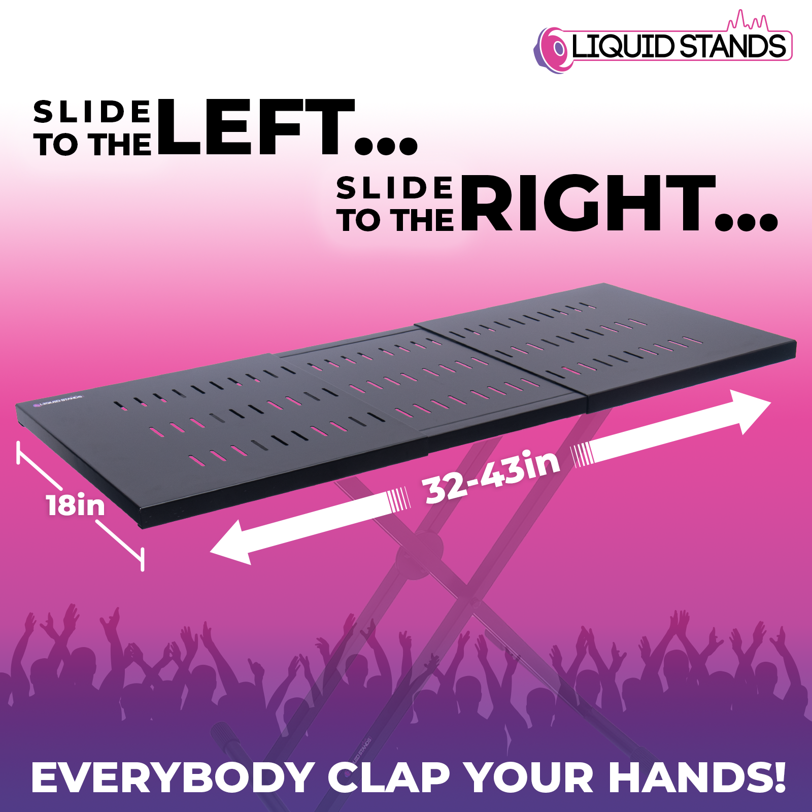 Liquid Stands Utility Table Top ONLY for X Style Keyboard Stands and Z Style Piano Stands - Portable DJ Table Stand, Dj Mixer Stand