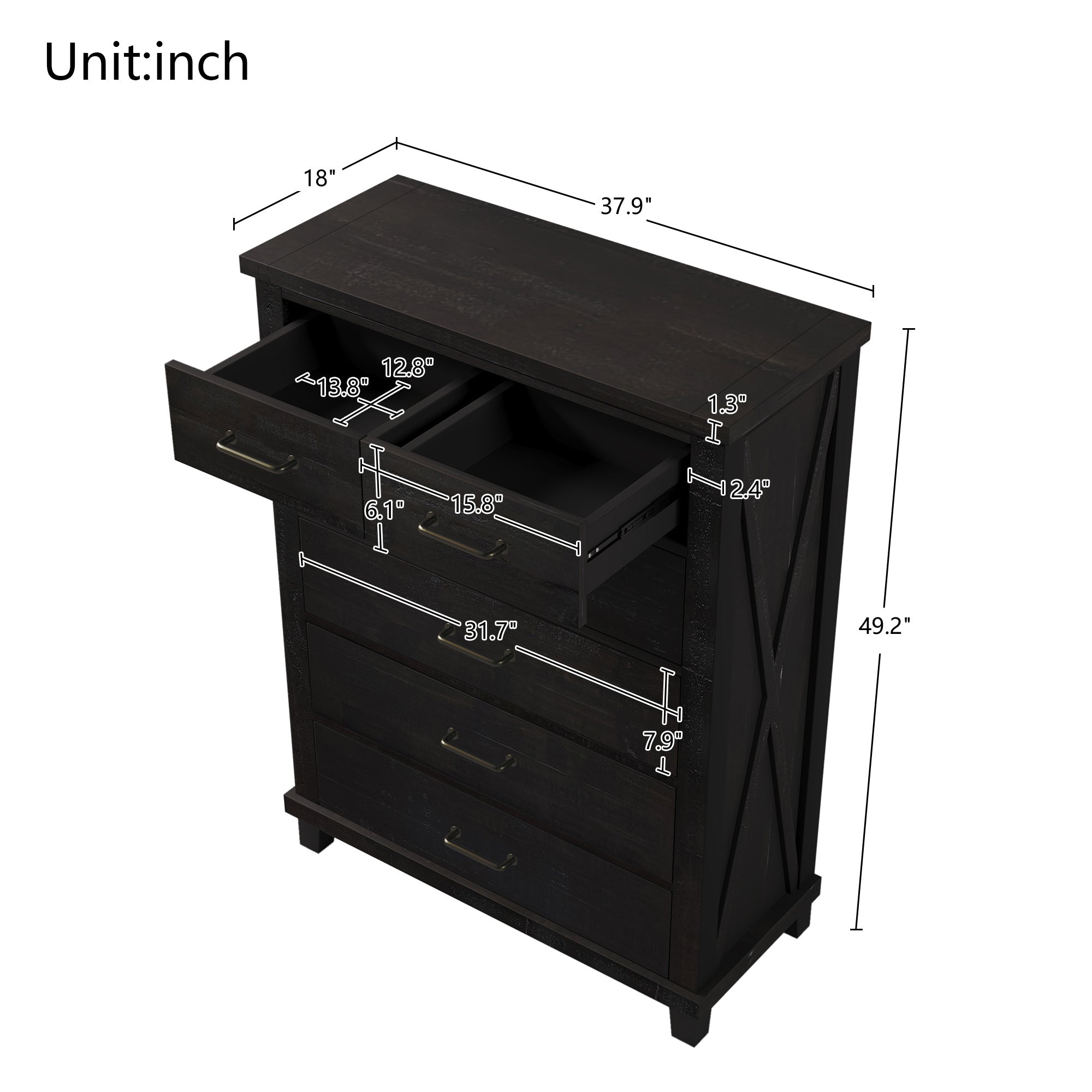 Harmony Home Collection: Rustic Pine Six-Drawer Tallboy Chest