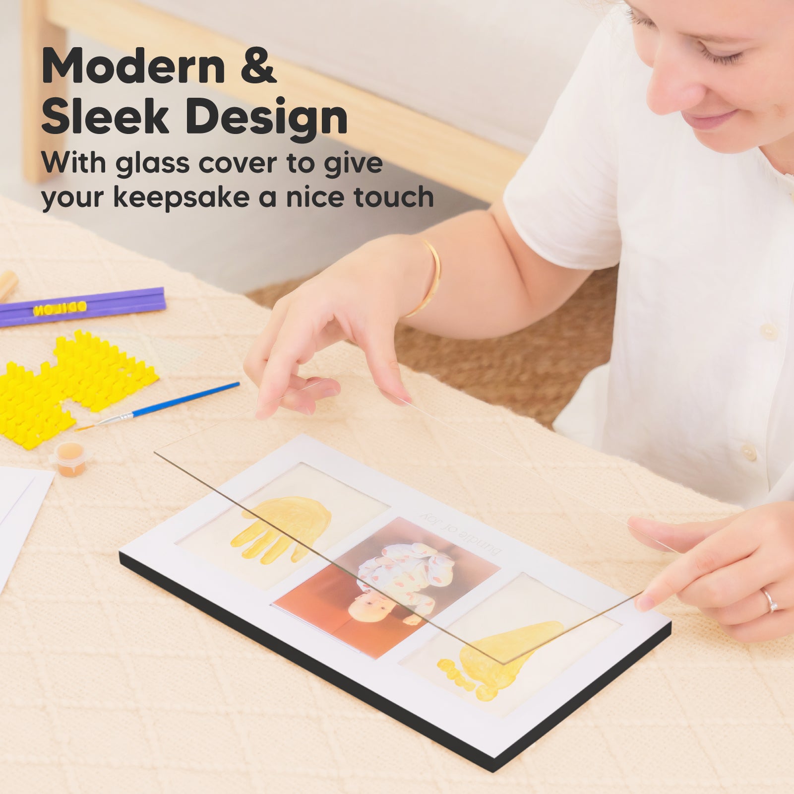 KeaBabies Baby Handprint Footprint Keepsake Kit, Black Photo Frame (Onyx Black)