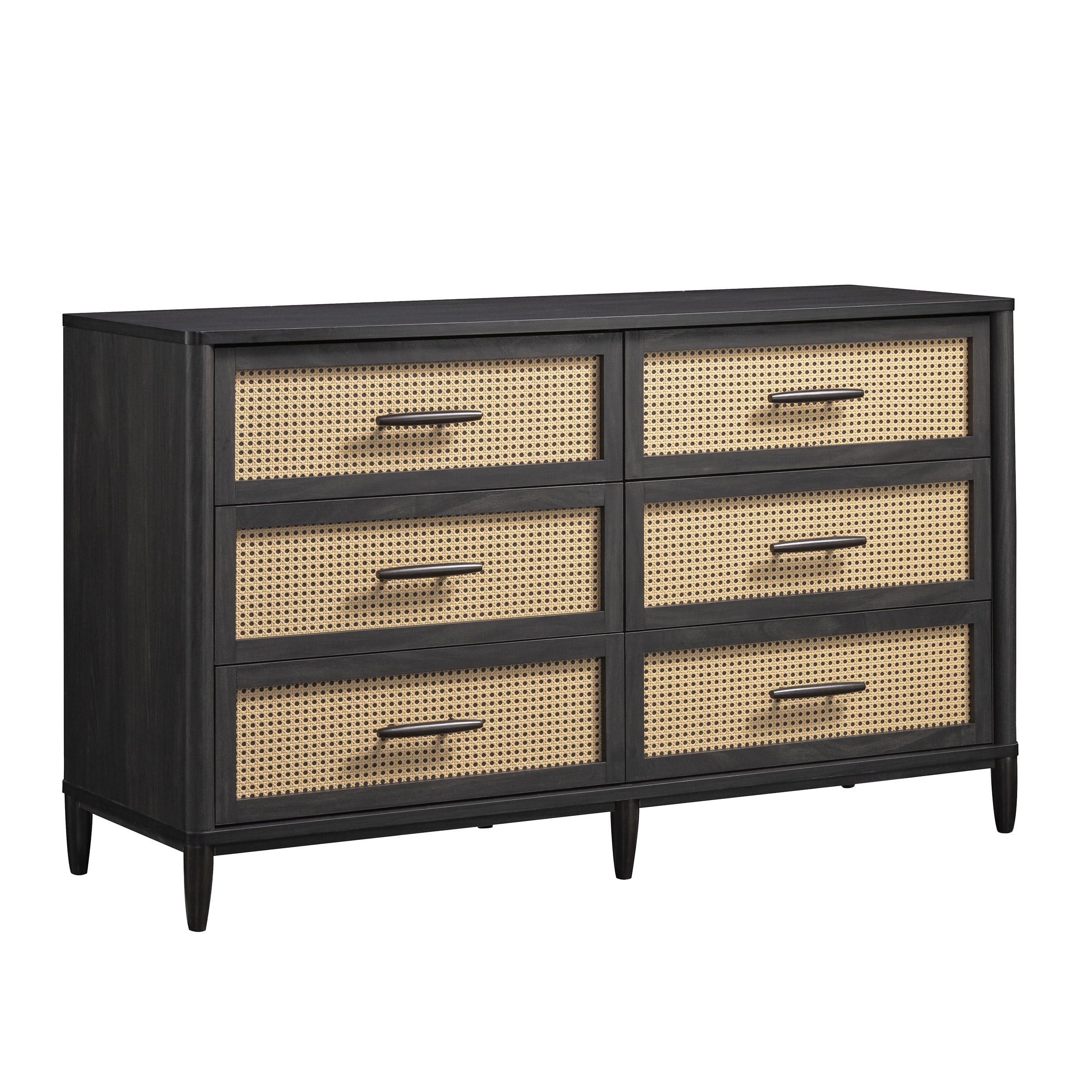 Better Homes & Gardens Springwood Caning 6-Drawer Dresser, Charcoal Finish