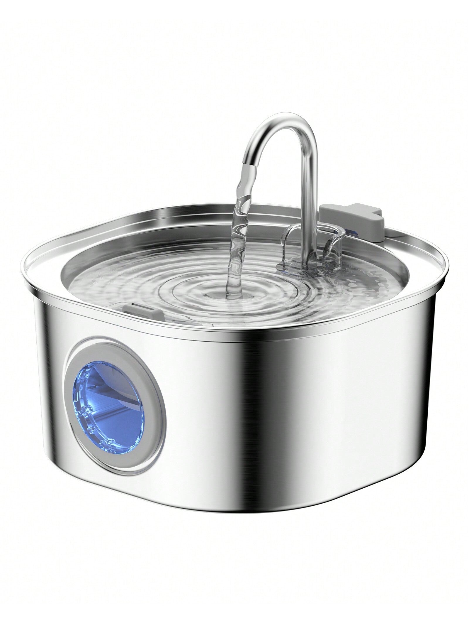 Stainless Steel Cat Water Fountain with Water Level Window - 3.2L/108Oz Capacity - Ideal for Cats and Dogs