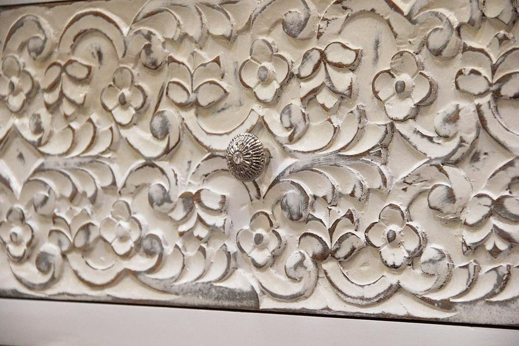 India Handcarved Mango Wood 3 drawer Dresser