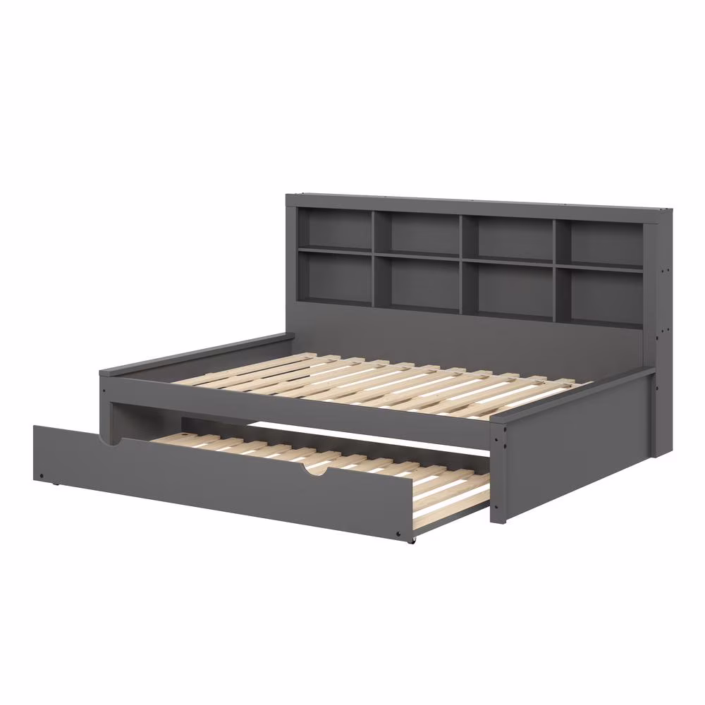 Donco Kids FULL BOOKCASE DAYBED WITH TRUNDLE DARK GREY