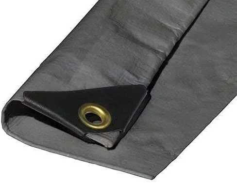 10 Mil Waterproof Grey Tarp H.D. Reinforced Corners Industrial Grade (Choose Size) (12' x 30')