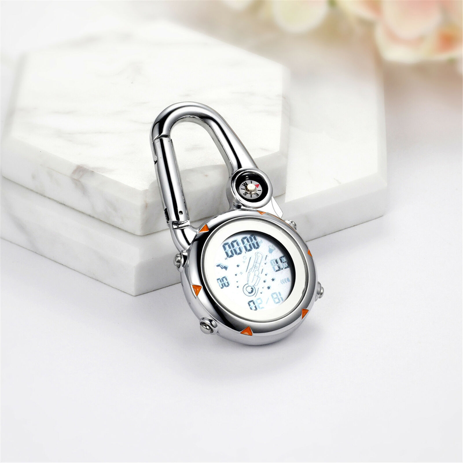 Multifunction Clip-On Carabiner Backpack Digital Watch W/ Light Compass Calendar