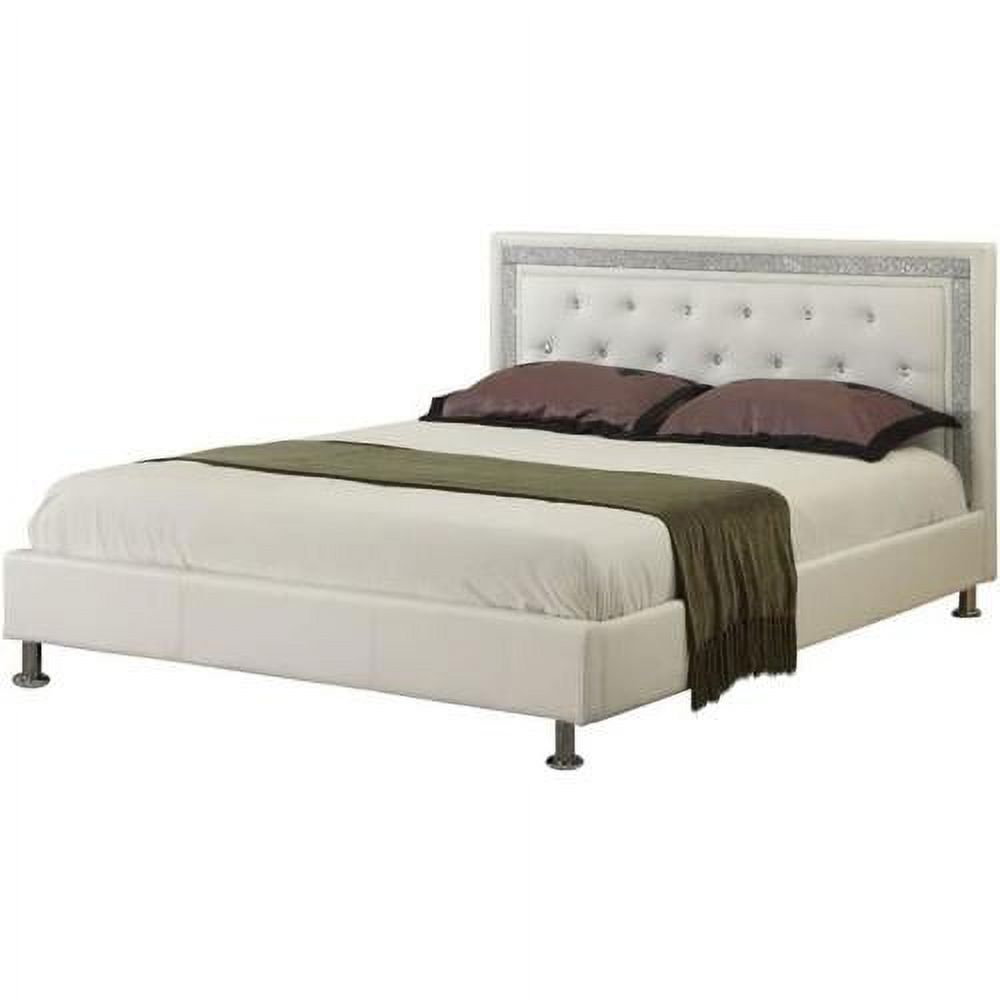 Bria Faux Leather Platform Bed, Queen, White