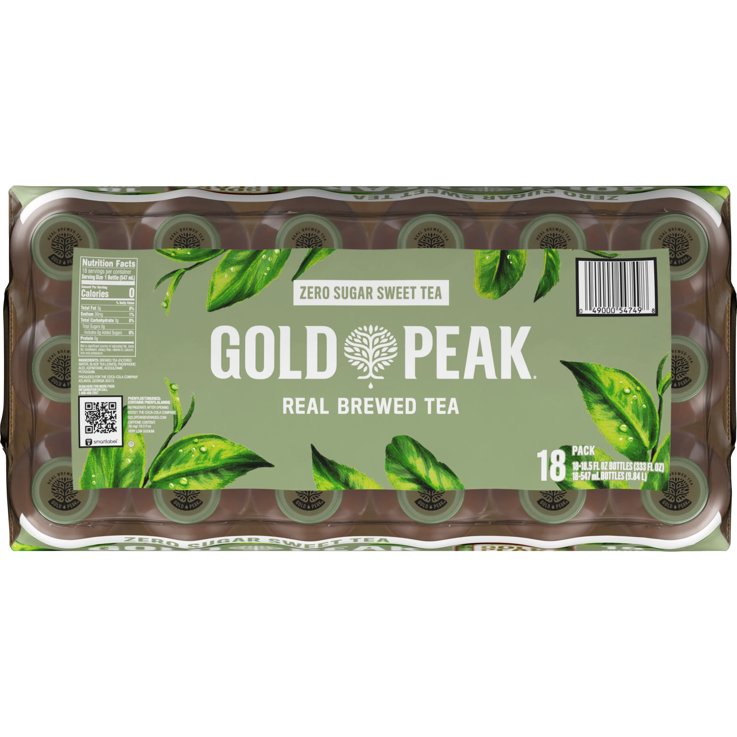 Gold Peak Zero Sugar Sweet Tea Bottles, 16.9 fl oz, 18 Pack