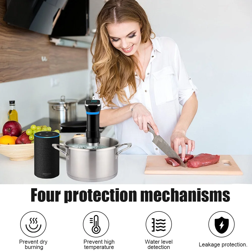 Gecheer Sous Cooker Machine Stainless Steel Ultra Quiet Kitchen Gadget Accurate Temperature Control