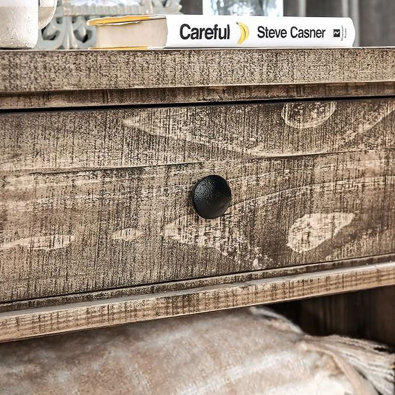 Rustic Ash Brown Solid Wood Queen Bedroom Set 3pcs FOA EM7071BR Woodburn