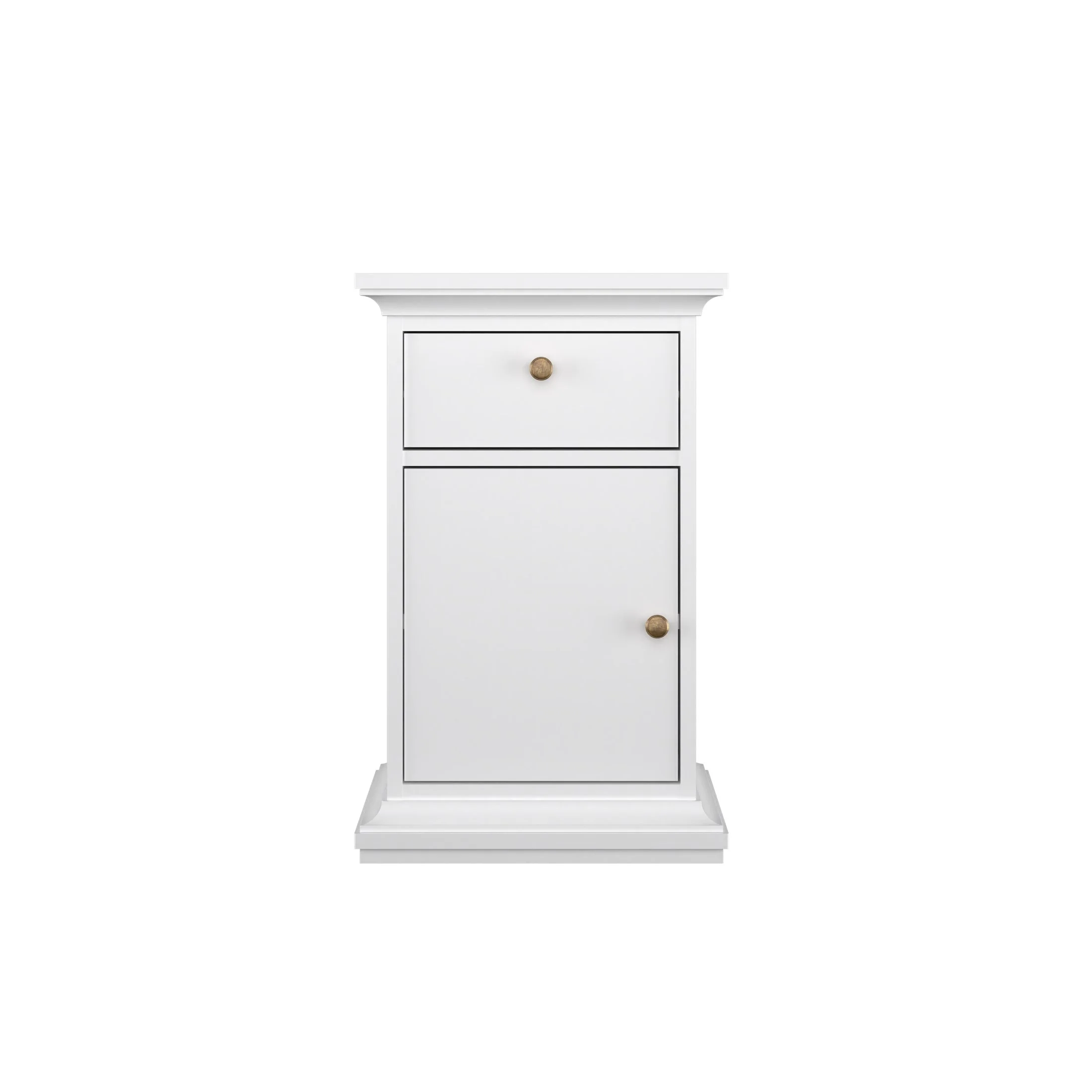 Maison Park 1 Drawer, 1 Door Nightstand for Bedroom, Contemporary Design; Foil Finish, White Color