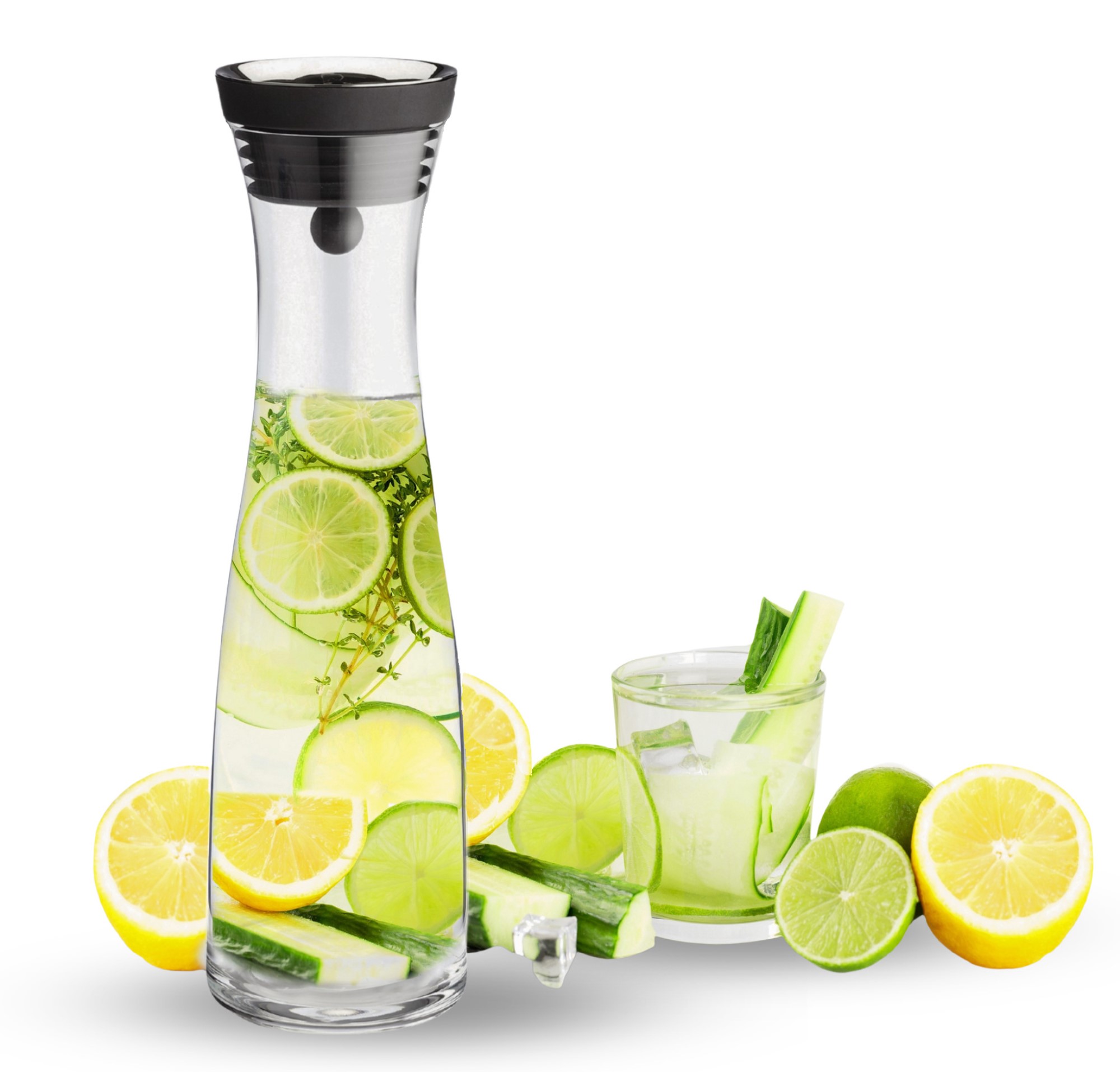 ArtOlo Glass Jar with Lid Clear Beverage Container Ice Coffee, Water Pitcher - Perfect Jug for Storage and Display, Bedside Carafe and More, 40fl oz