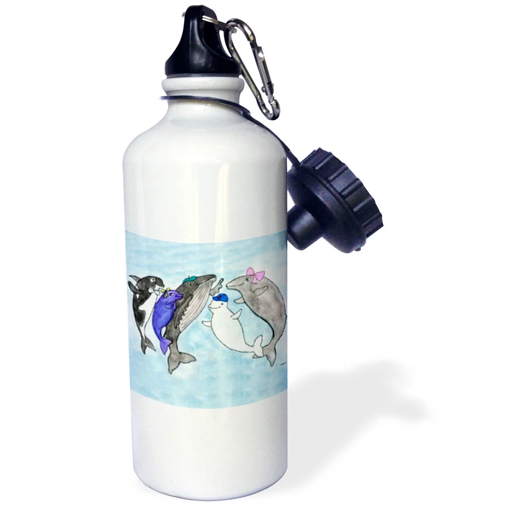 3dRose The Whale Tail Gang, Sports Water Bottle, 21oz