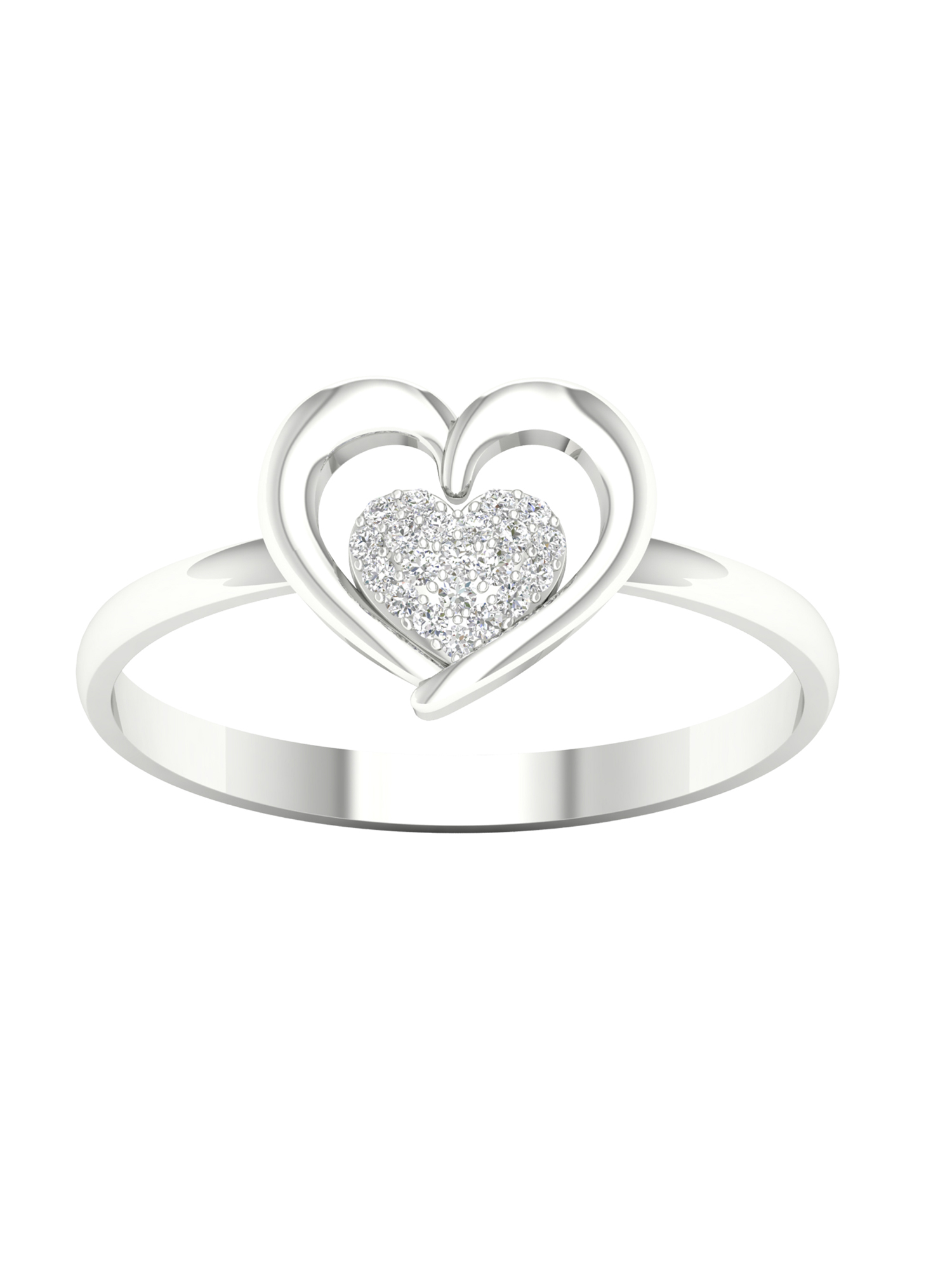 Imperial 1/20Ct TDW Diamond S925 Sterling Silver Cluster Heart Fashion Ring (H-I, I2)