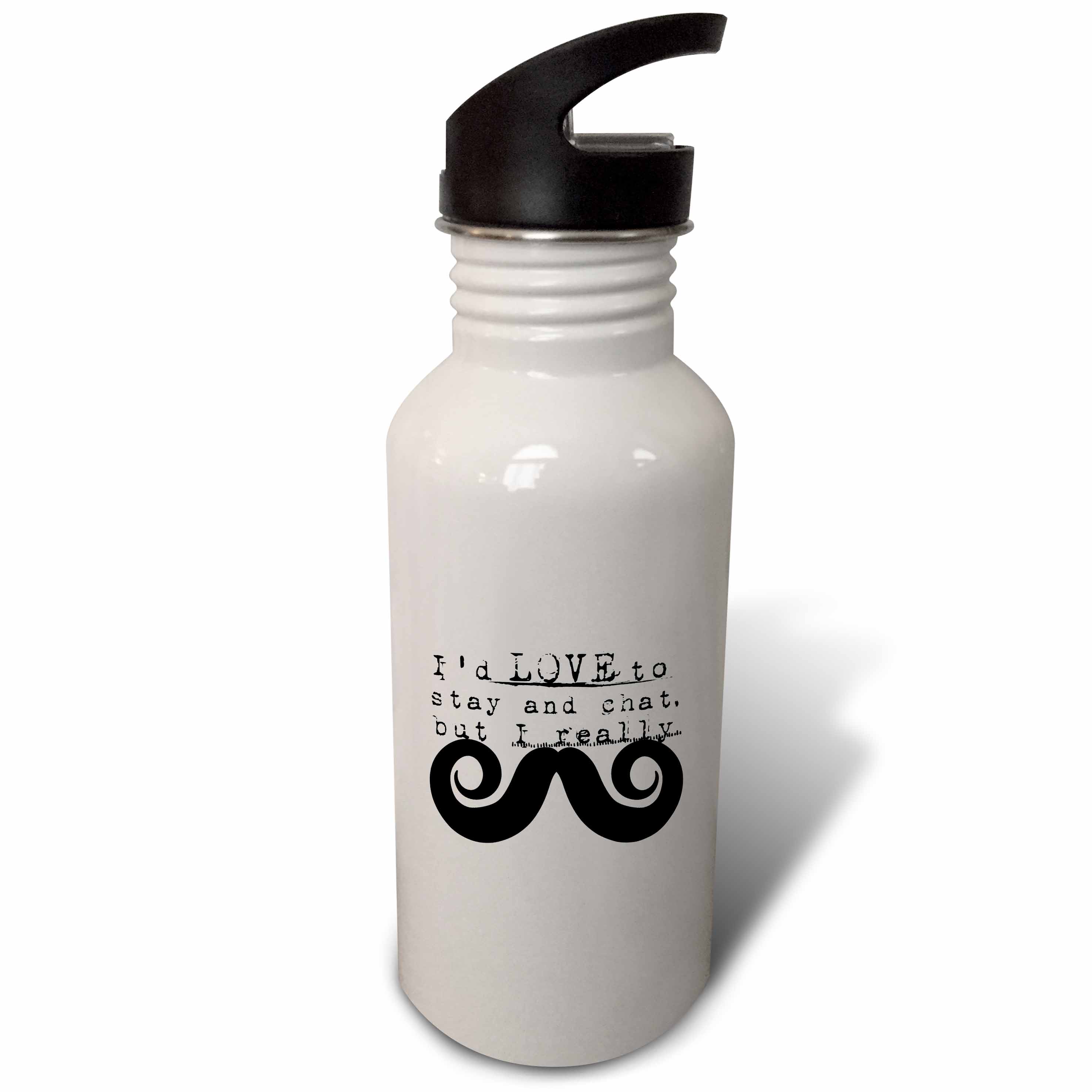 3dRose I would Love to Stay but I Mustache hipster humor, Sports Water Bottle, 21oz