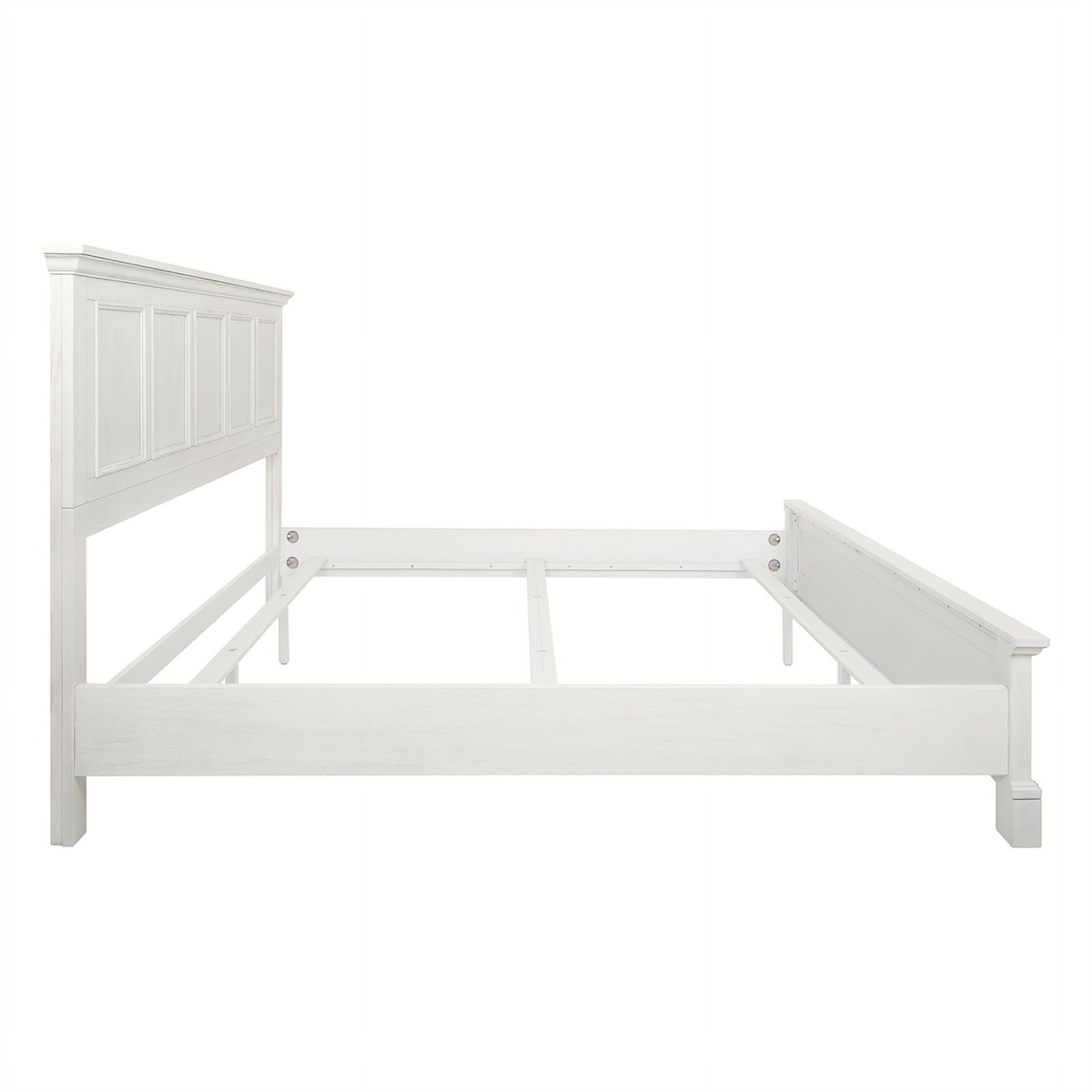 Farmhouse Basics King Bed in Rustic White Finish Engineered Wood