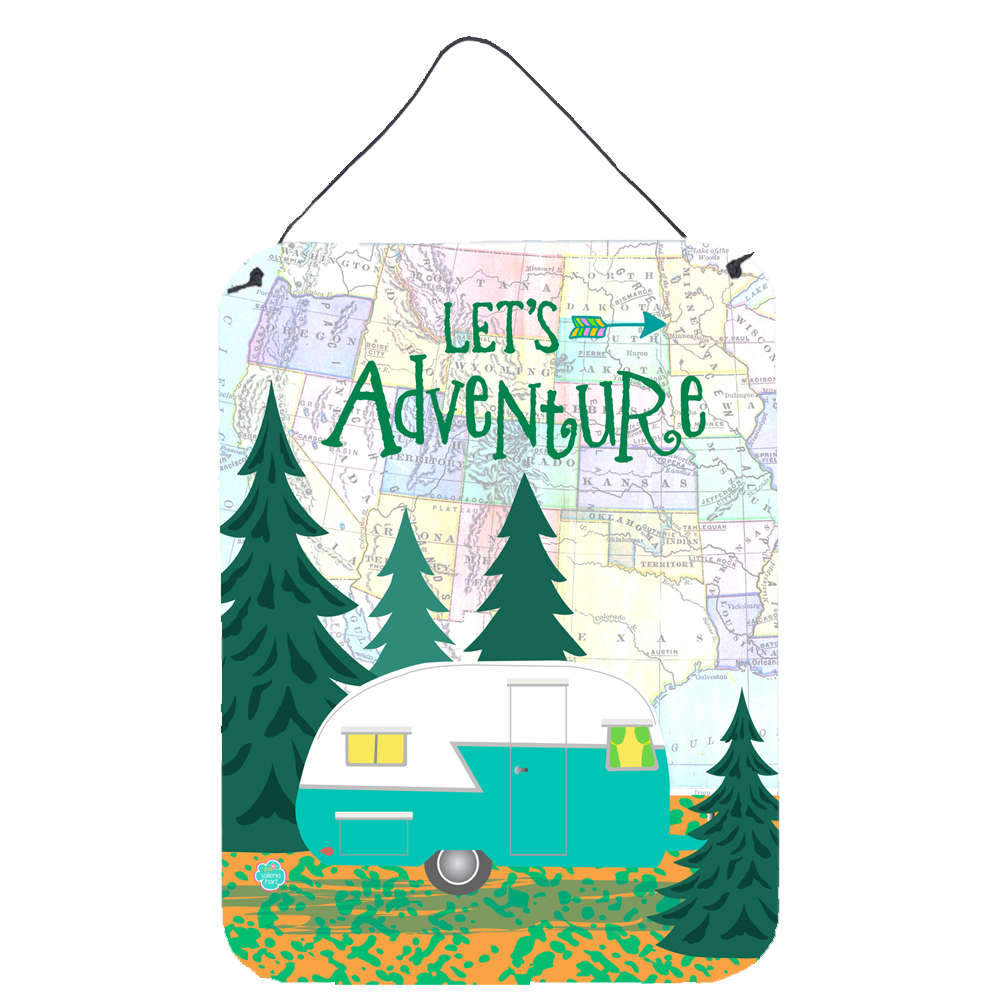 Carolines Treasures VHA3003DS1216 Lets Adventure Glamping Trailer Wall or Door Hanging Prints, 12x16, multicolor