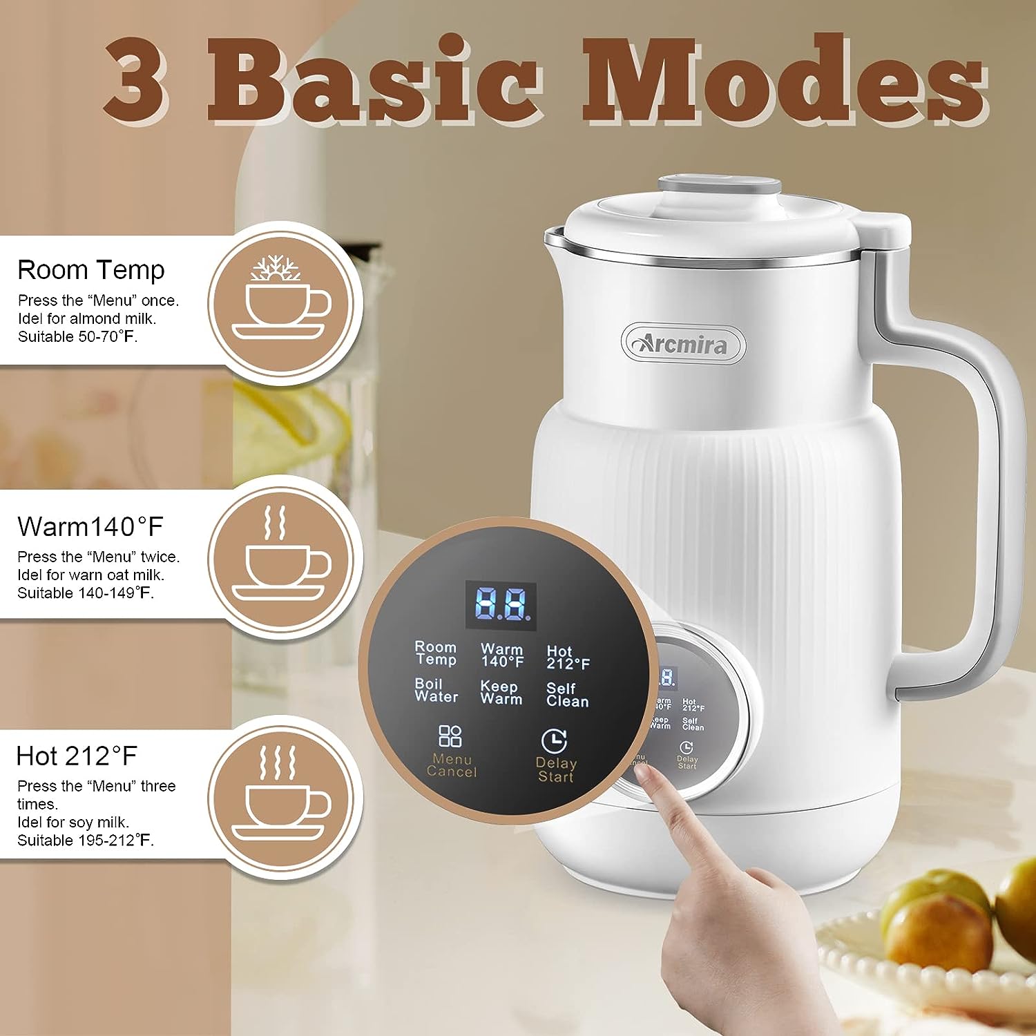 Open Box Arcmira Automatic Nut Milk Maker - WHITE