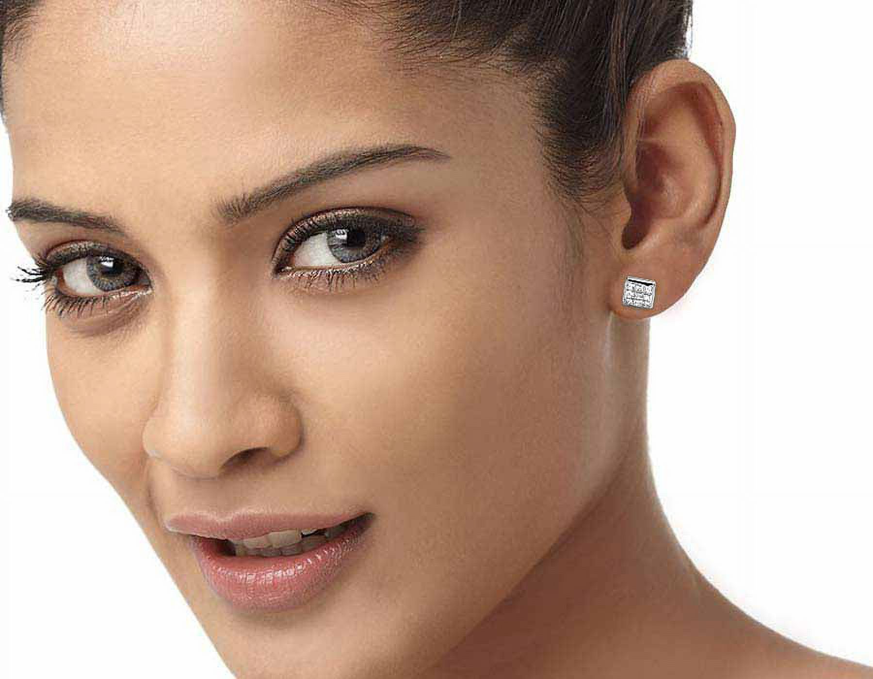 14K White Gold Square Kite Princess Diamond Stud Earring 0.25ct 4mm