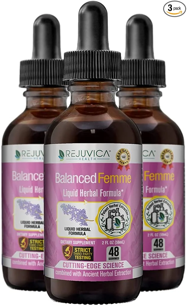 Balanced Femme - Advanced Female Balance Support Supplement - Liquid Delivery for Better Absorption - Vitex, Dong Quai, Black Cohosh, Maca & More! | 3 Pack