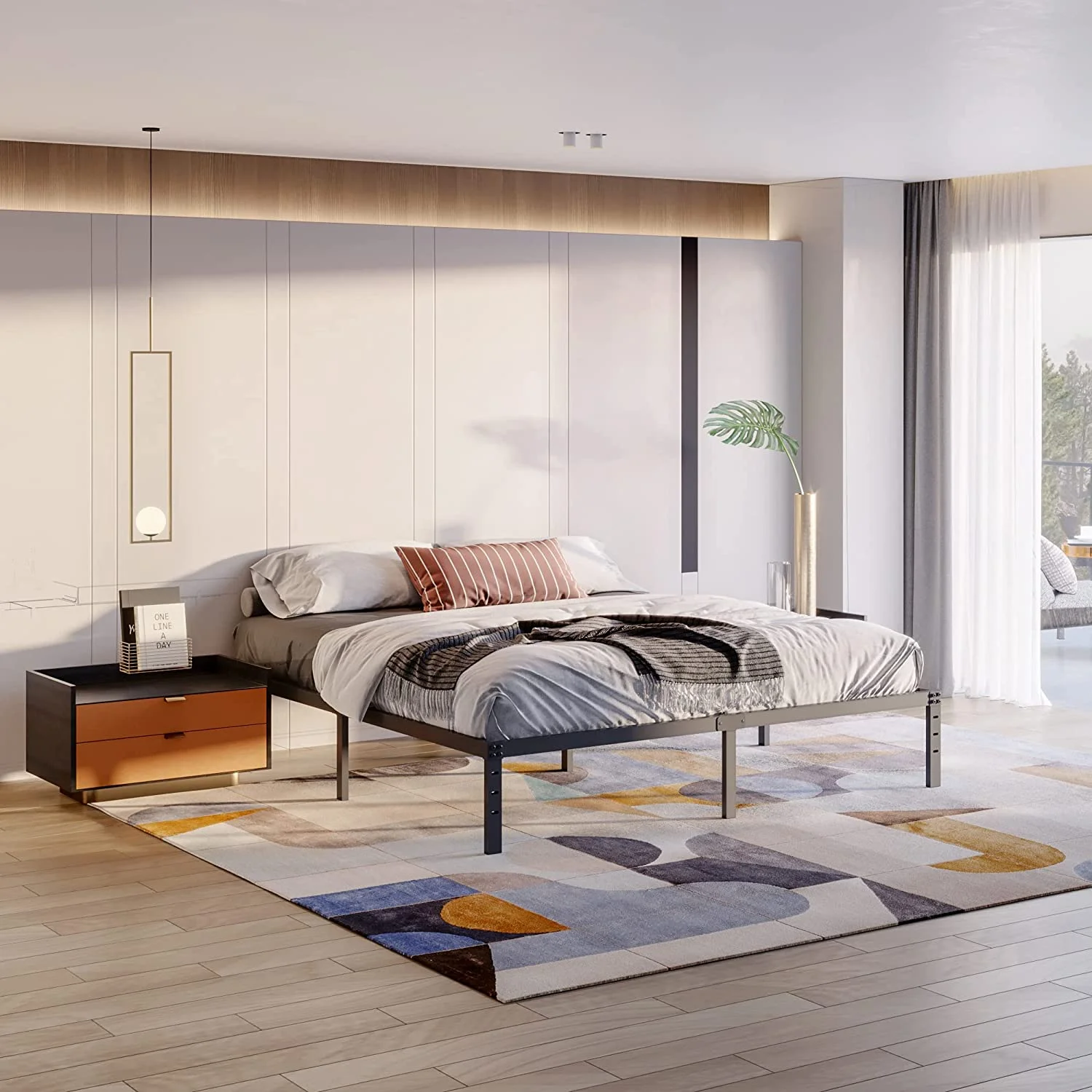 Popular XMhongsong 18 Inch Full Size Bed Frame No Box Spring Needed  Heavy Duty Metal Platform Bed Frame  Easy Assembly  Noise Free  Black