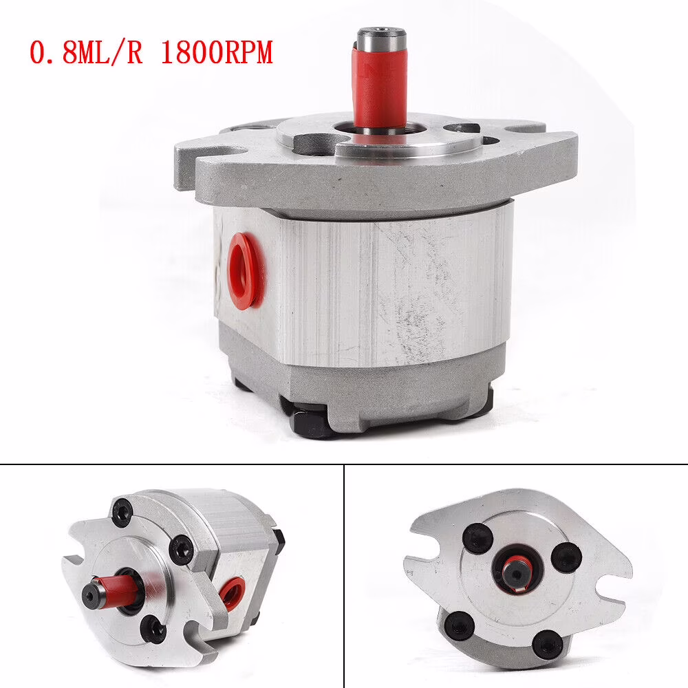 ZhdnBhnos 0.8ML/R Hydraulic Gear Pump Flat Keyed Shaft SAE Flange Mounting Mini High Pressure Gear Pump Aluminum Alloy 21MPa