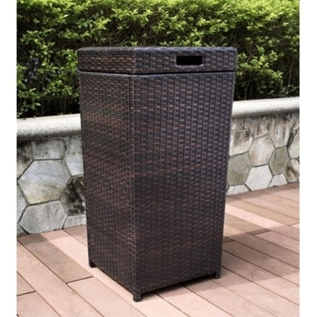 Crosley CO7301-BR Palm Harbor Outdoor Wicker Trash Bin