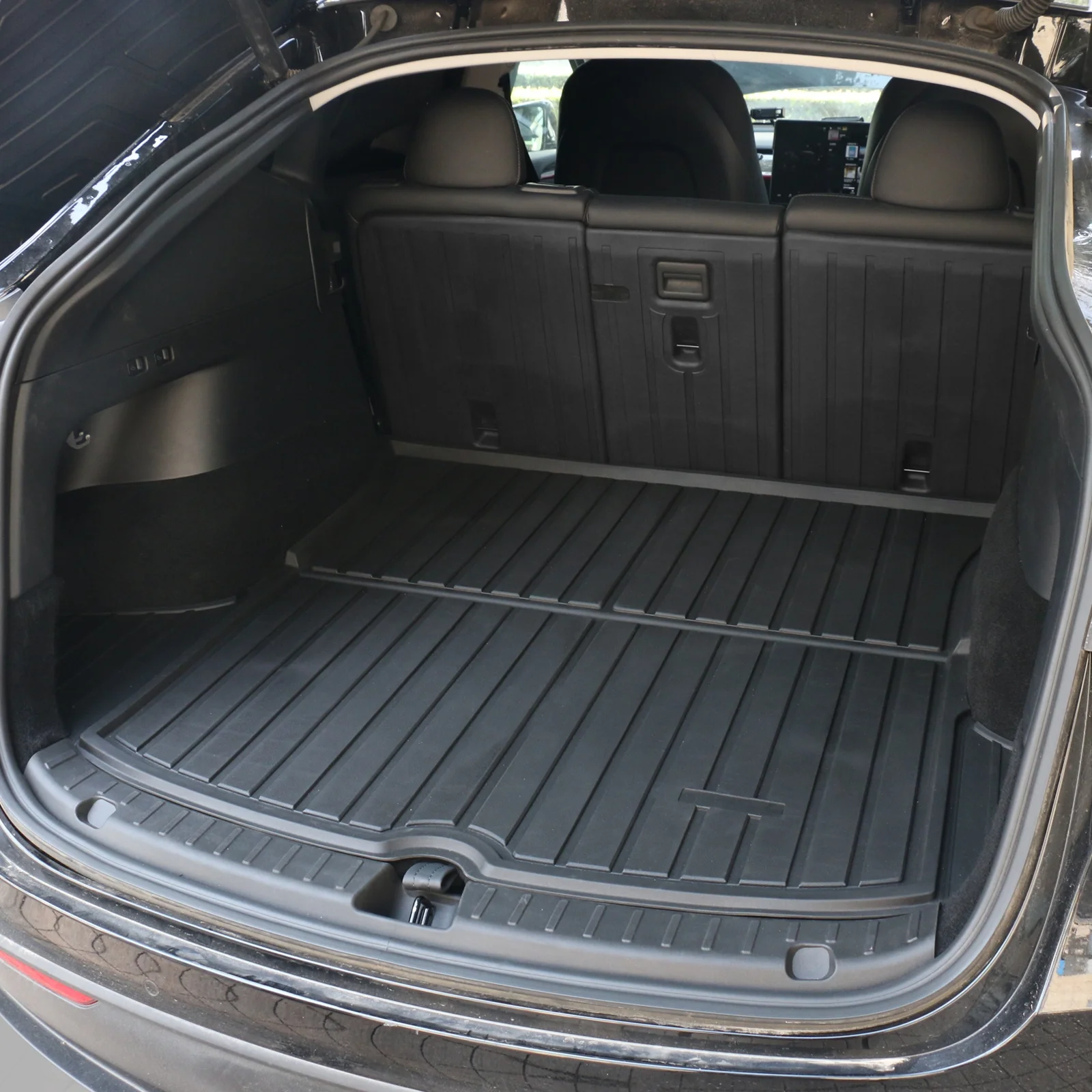 Ikon Motorsports Protector Backrest Covers Compatible with 2020-2023 Tesla Model Y, Black Injection TPE All Weather Waterproof Anti-Slip Second Row Seats Back Cover All Weather Seat Protector