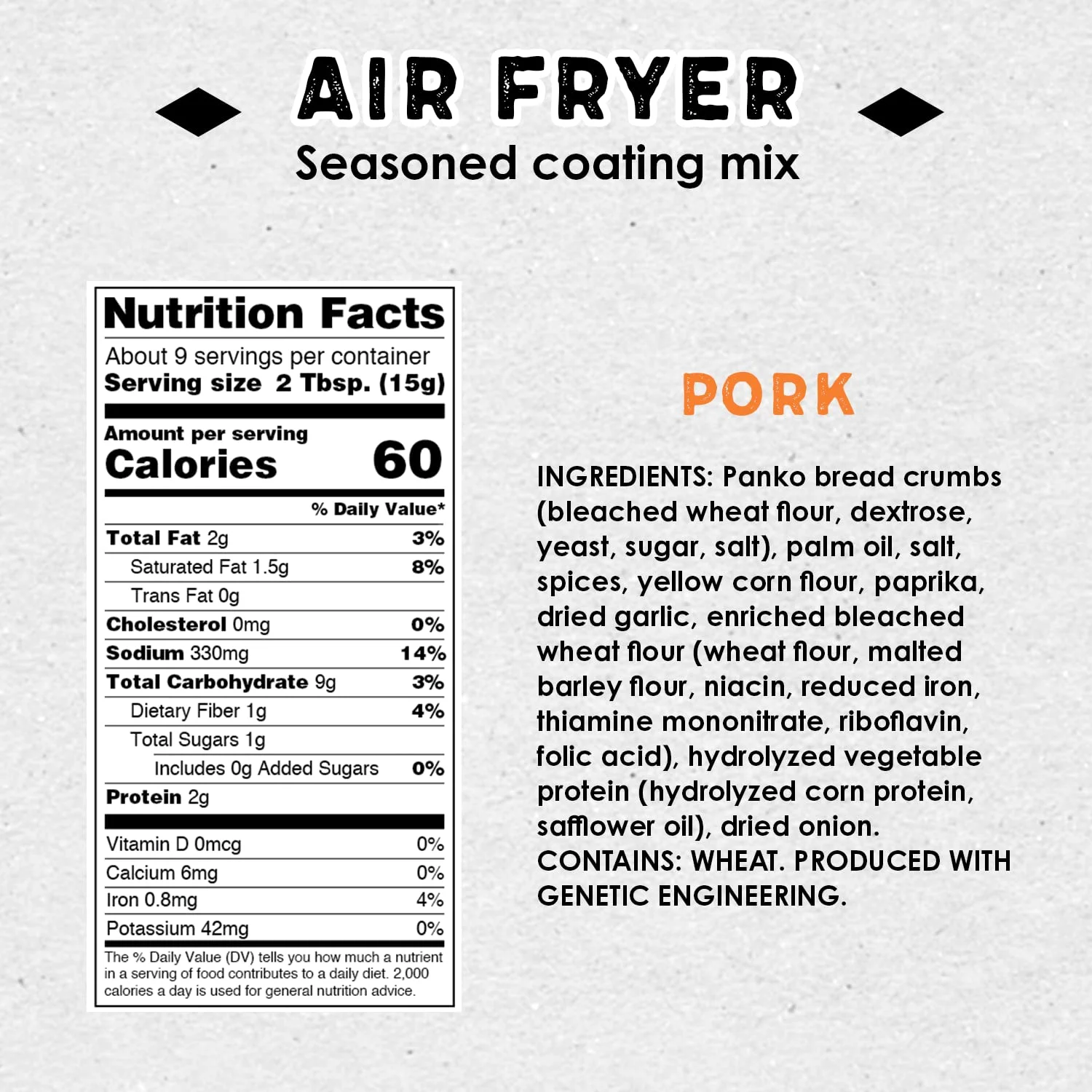 Air Fry Pork Coating Mix, 5 Oz, Pack Of 6