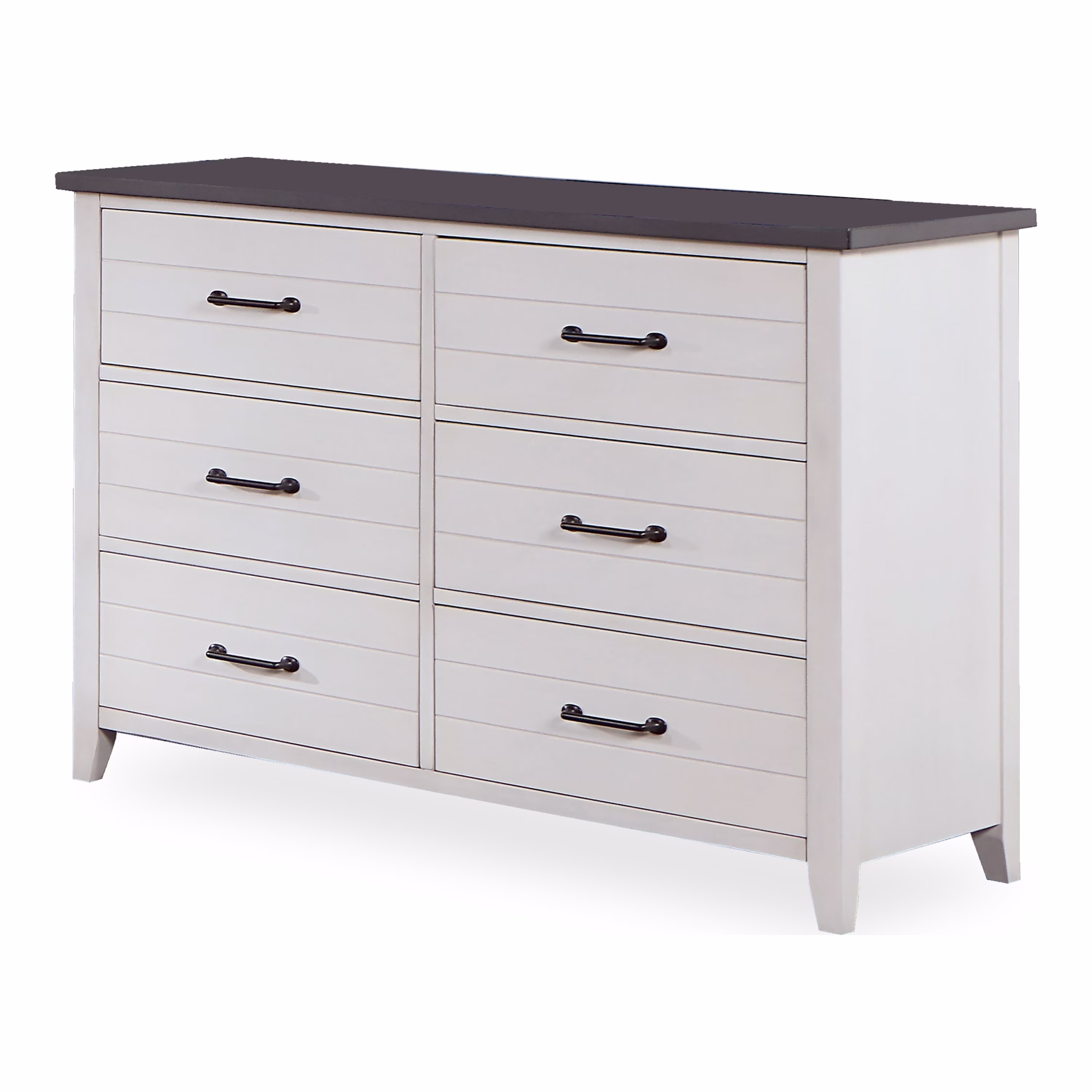 Furniture of America Pete Wood 6-Drawer Kids Dresser, White and Gray