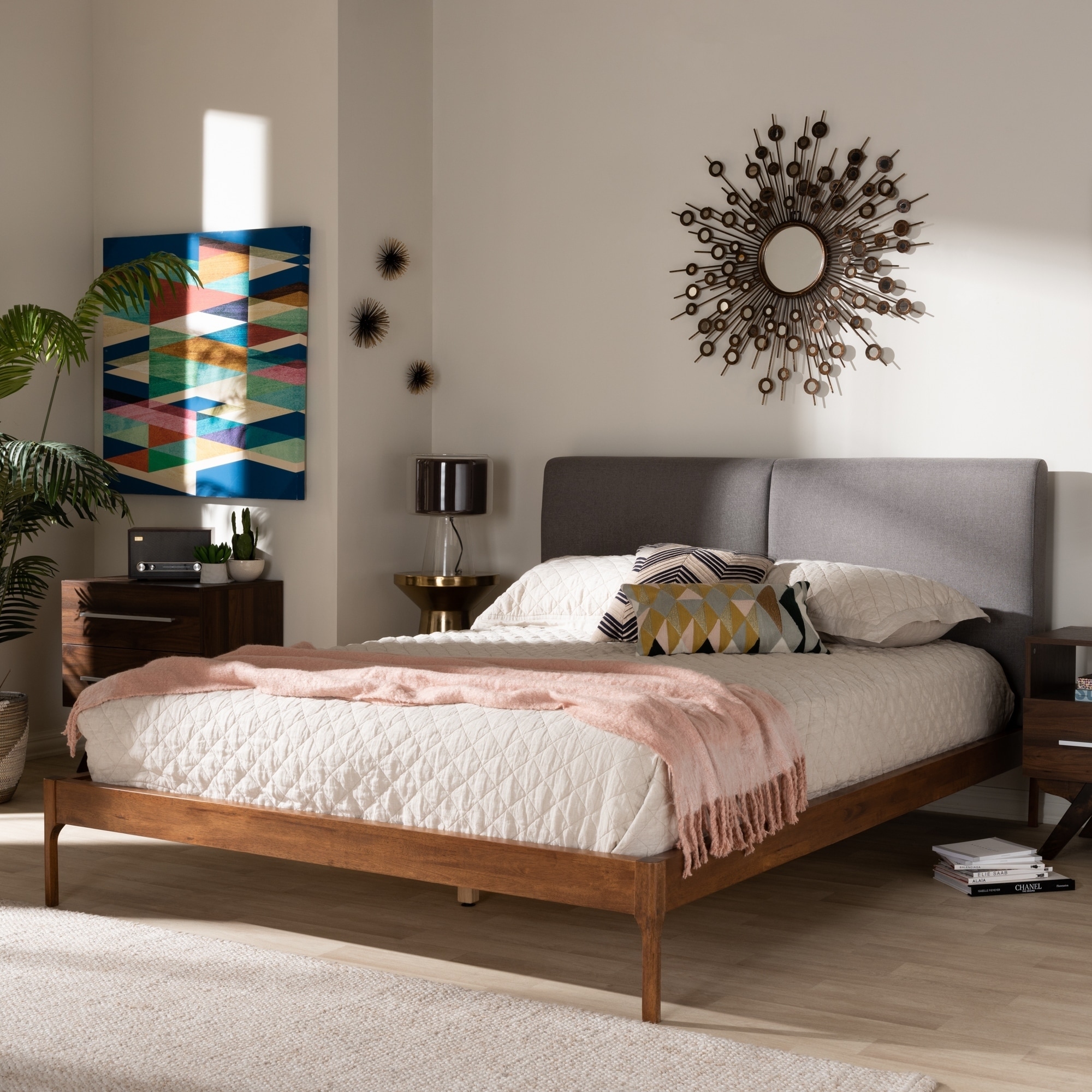 Baxton Studio Mid-Century Platform Bed by  Grey Full/Double