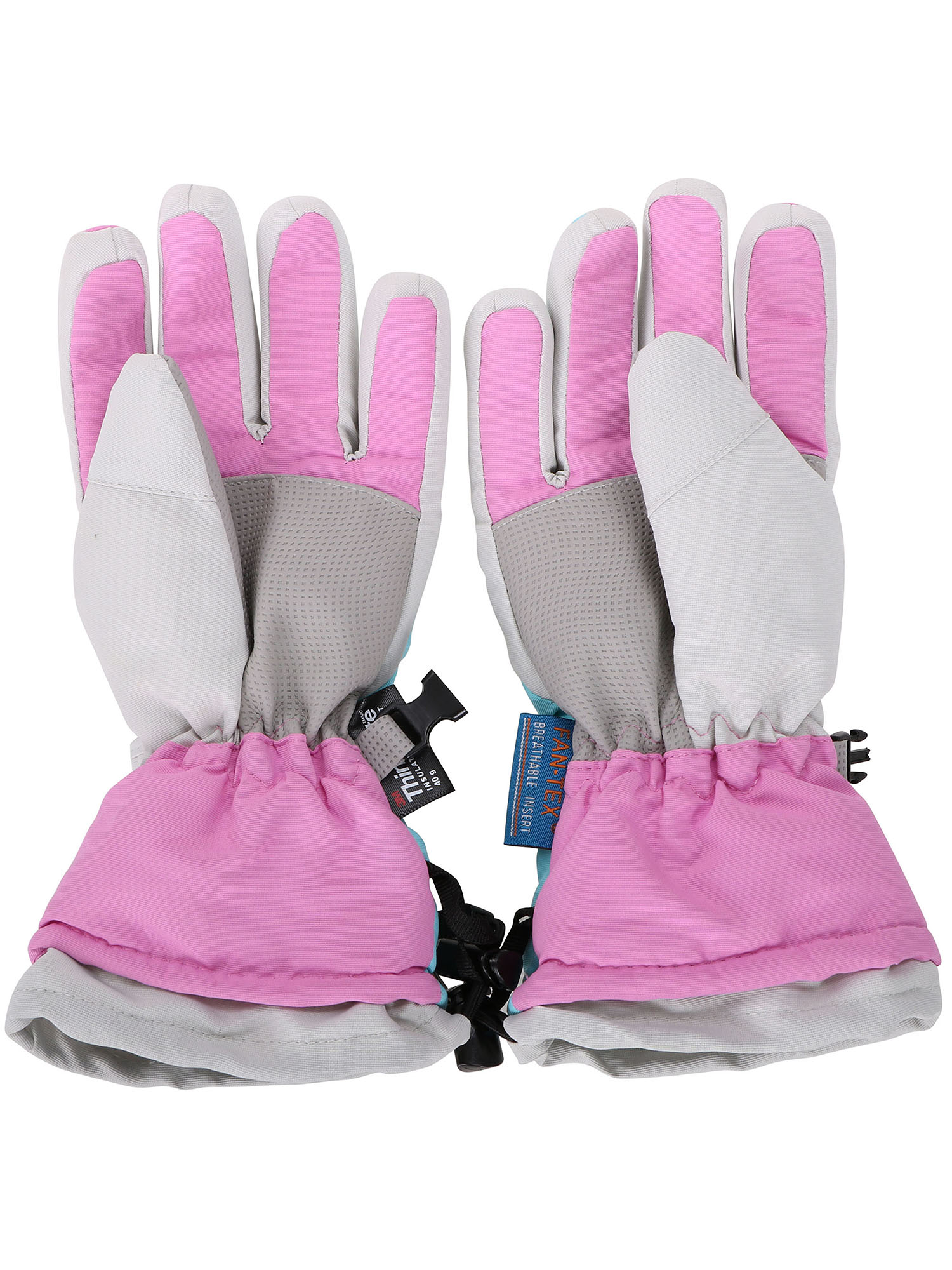 Simplicity Girls Winter Waterproof Snow Skiing Hiking Ski Glove, Pink+Grey+Blue