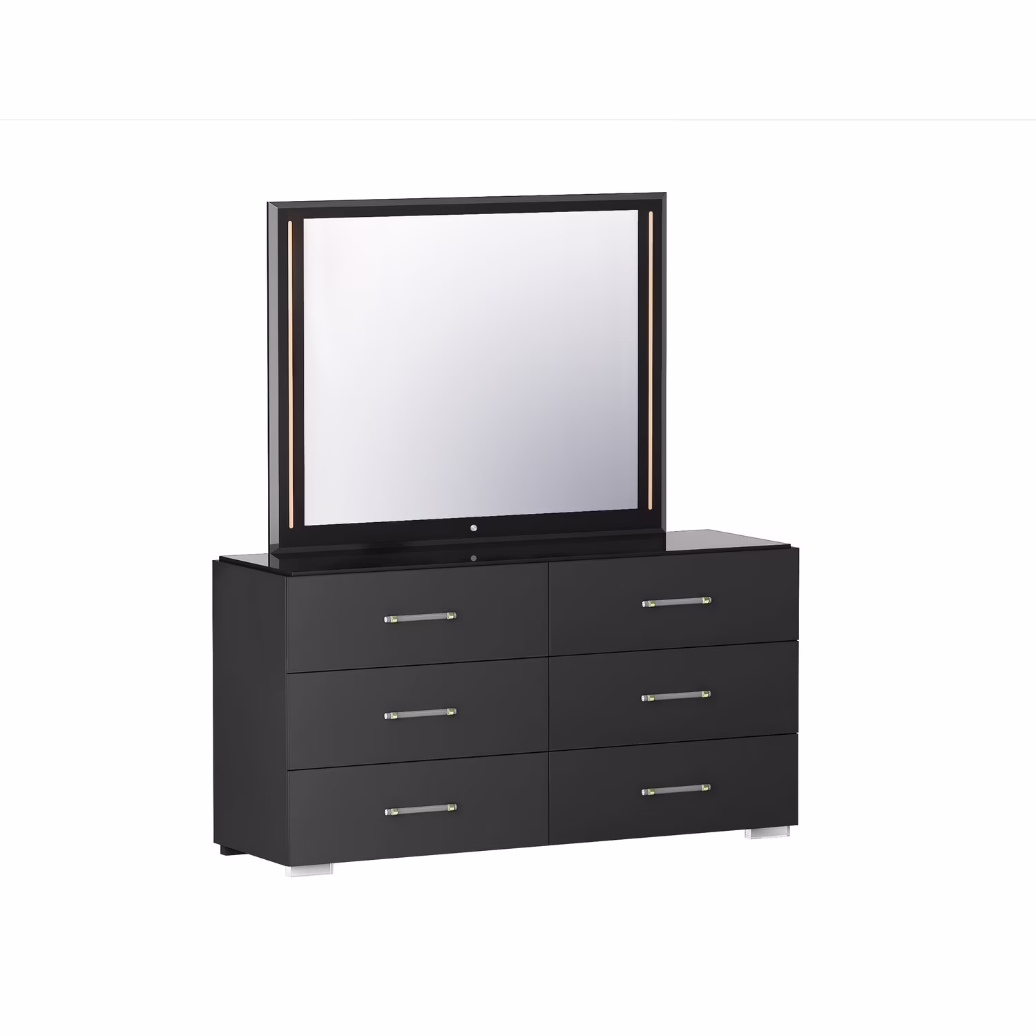 Chintaly Modern 6-Drawer Gloss Black Bedroom Chest