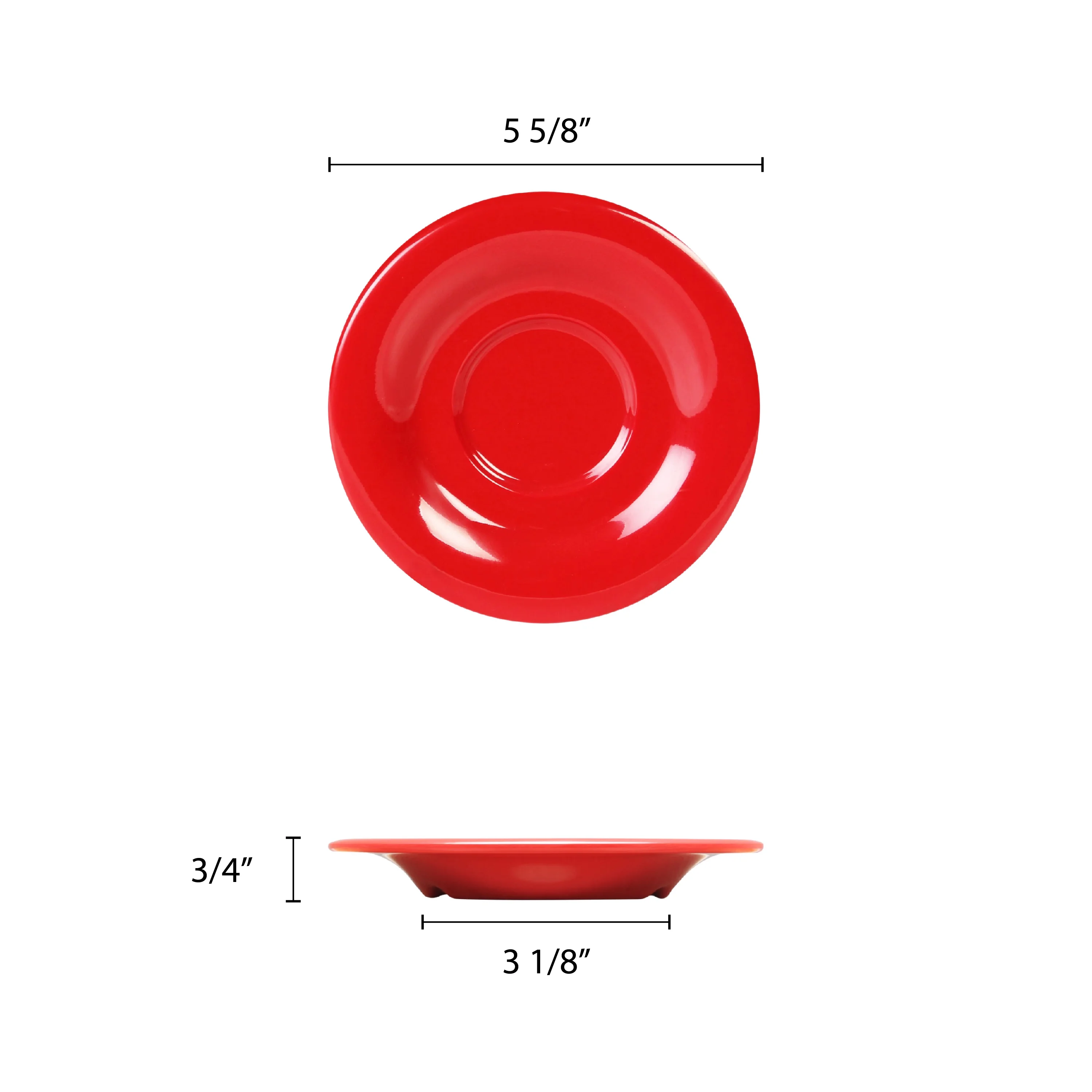 Excellante Color Pure Red melamine dinnerware collection 5.5 inch saucer, comes in dozen