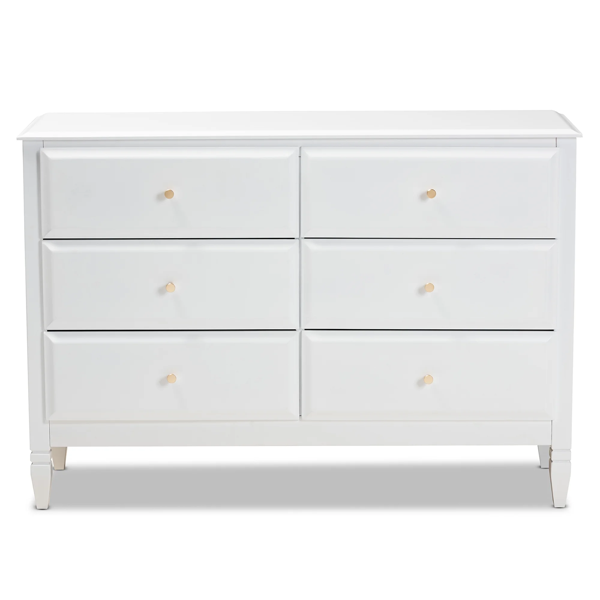 Baxton Studio Naomi Classic and Transitional White Finished Wood 6-Drawer Bedroom Dresser