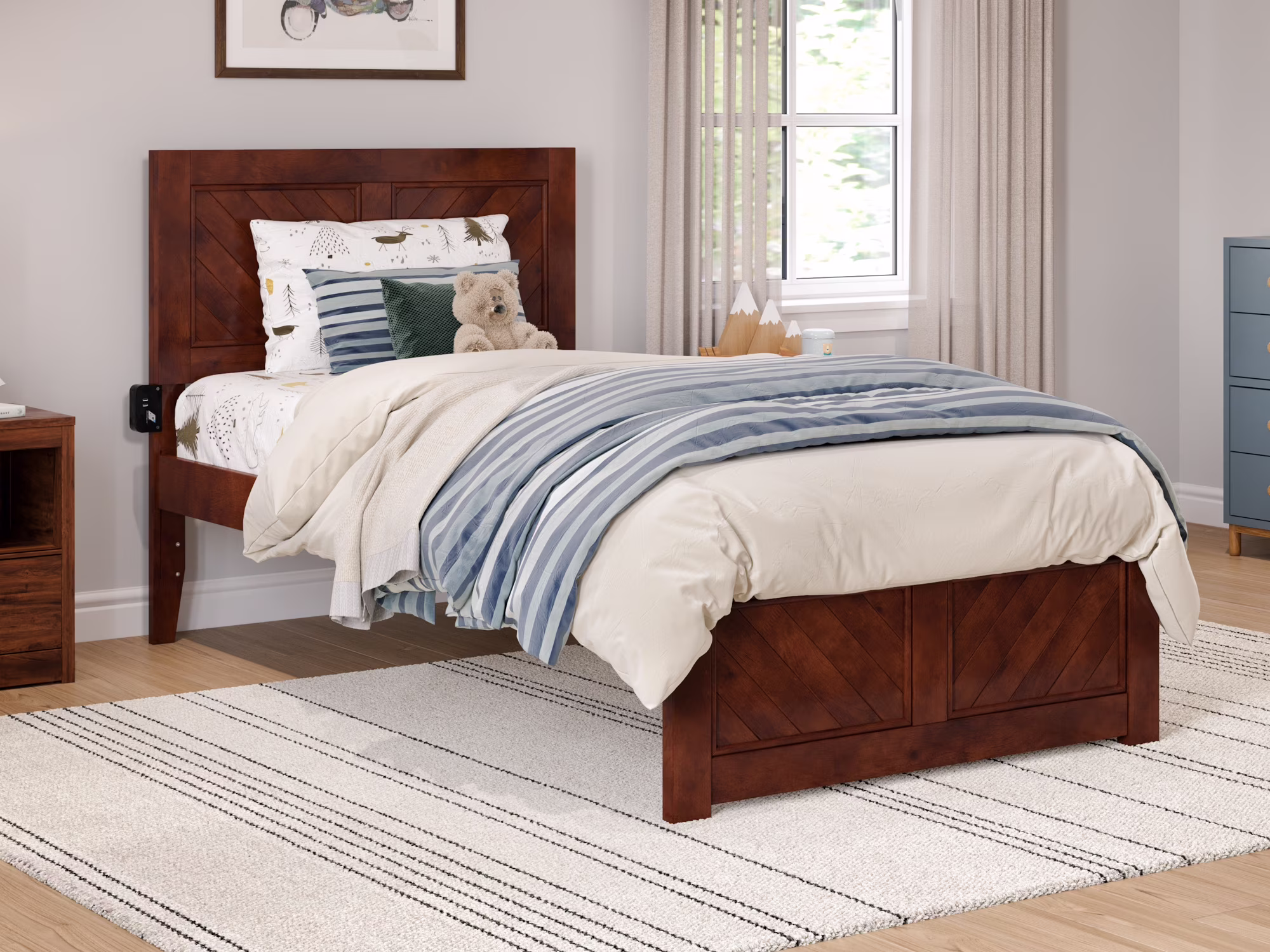 AFI Canyon Walnut Solid Wood Platform Bed with Matching Footboard, Twin