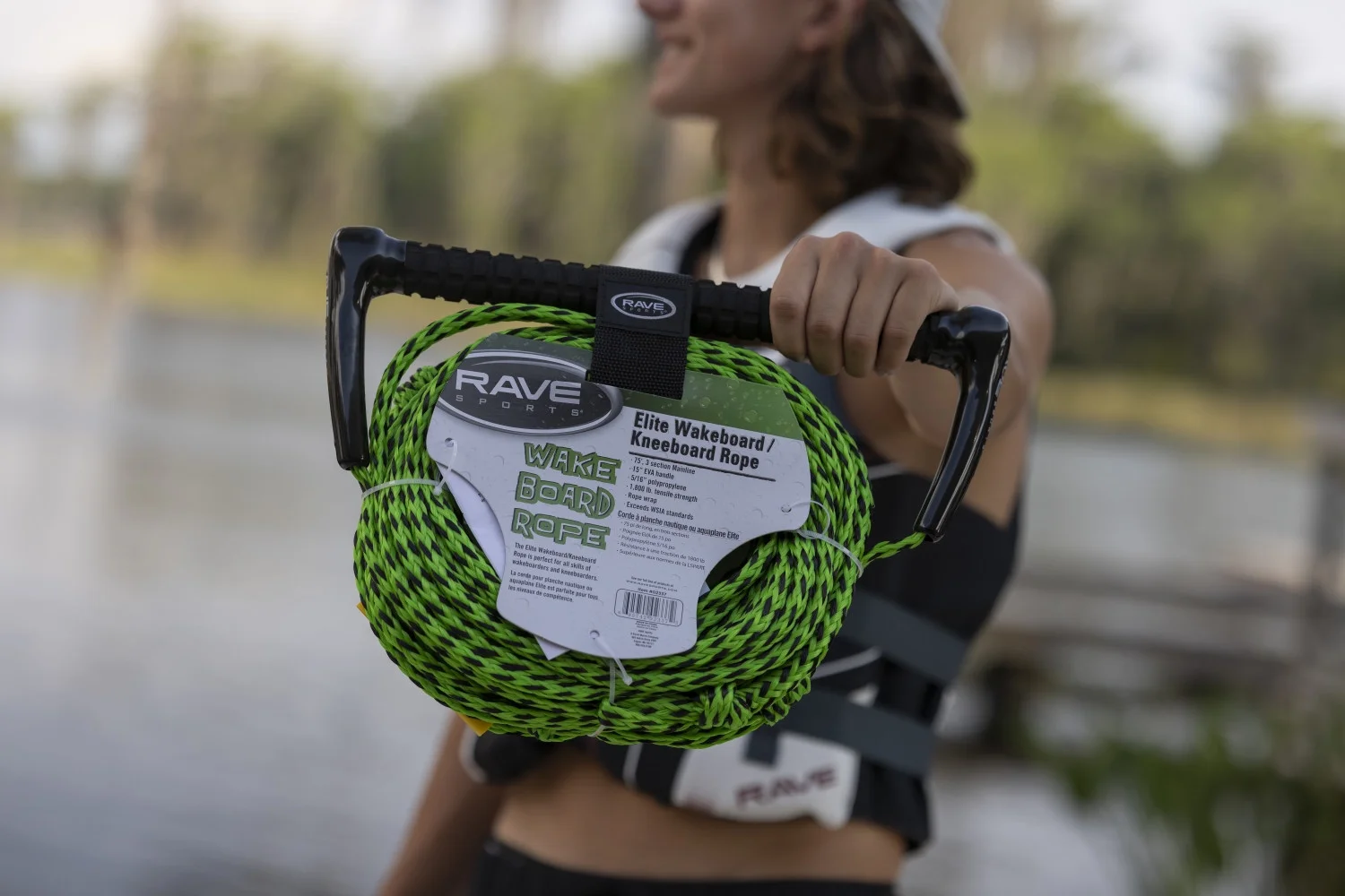 75' 3-Section Wakeboard/Kneeboard Rope w/EVA Swirl Grip - Elite