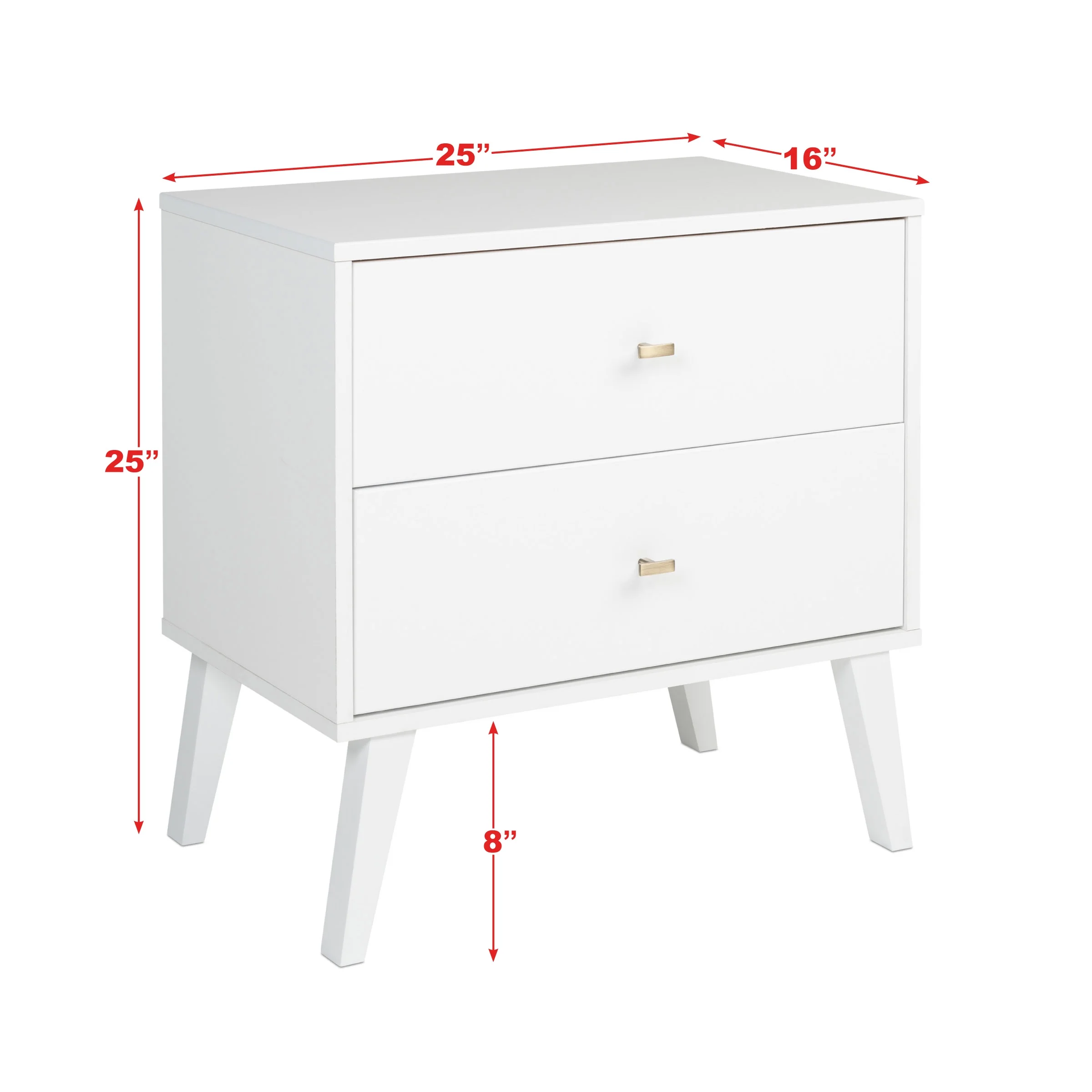 Prepac Milo Mid-Century Modern 2-Drawer Nightstand, 16