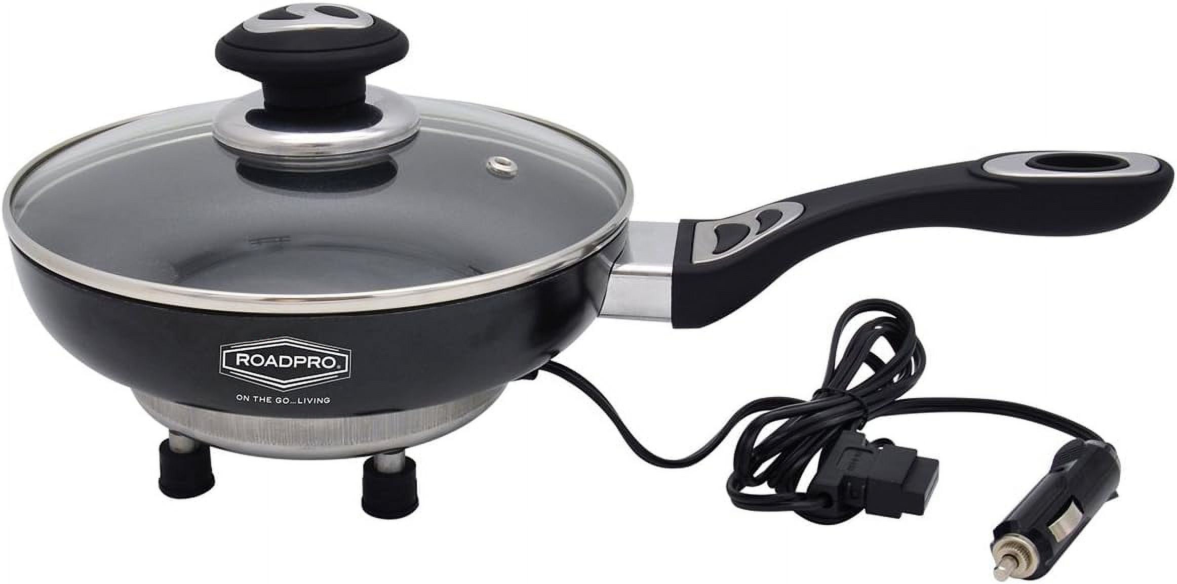 12V Power Supply Portable, Travel Frying Pan With Non-Stick Surface