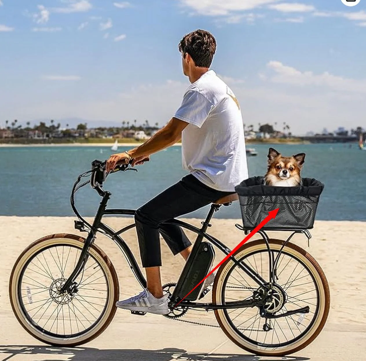 Kojem Rear Bike Basket with Adjustable Cargo Net and Waterproof Rainproof Cover Fits to Most Rear Bike Racks