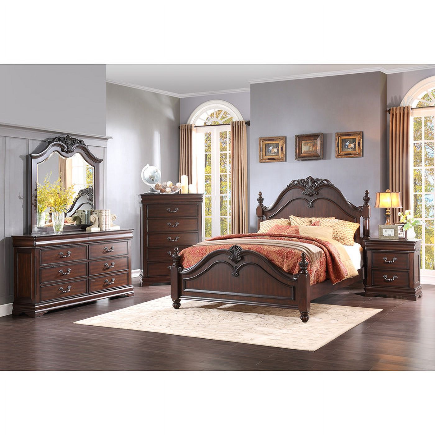 Home Elegance 1869-9 52 x 15.75 x 38 in. Mont Belvieu Chest with Hidden Drawer - Dark Cherry