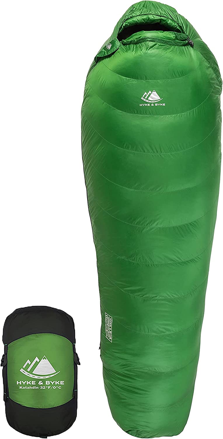 32 F Hiking & Backpacking Sleeping Bag - 4 Season, 625FP Ultralight Sleeping Bag - Water Resistant - Charcoal Gray - Short