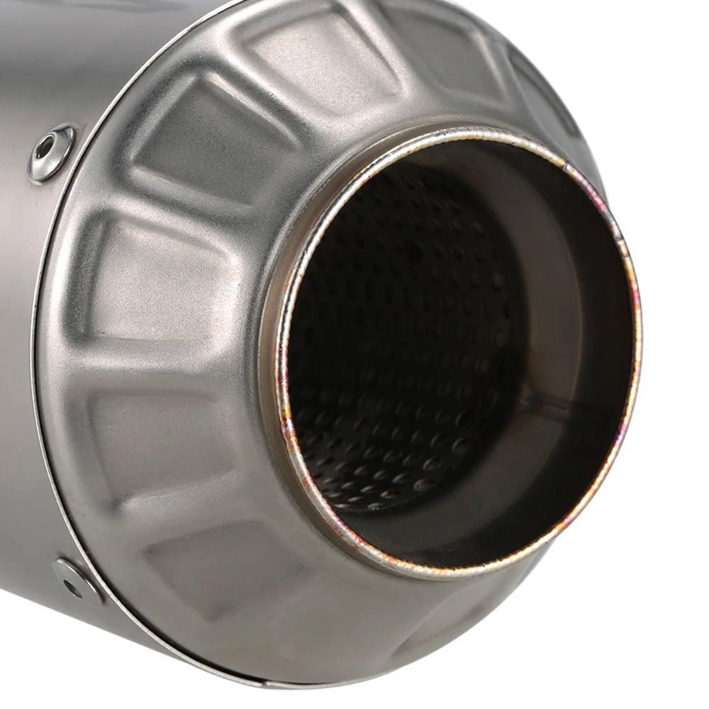 walmeck 51mm Universal Motorcycle ATV Frosting Stainless Steel Exhaust Muffler
