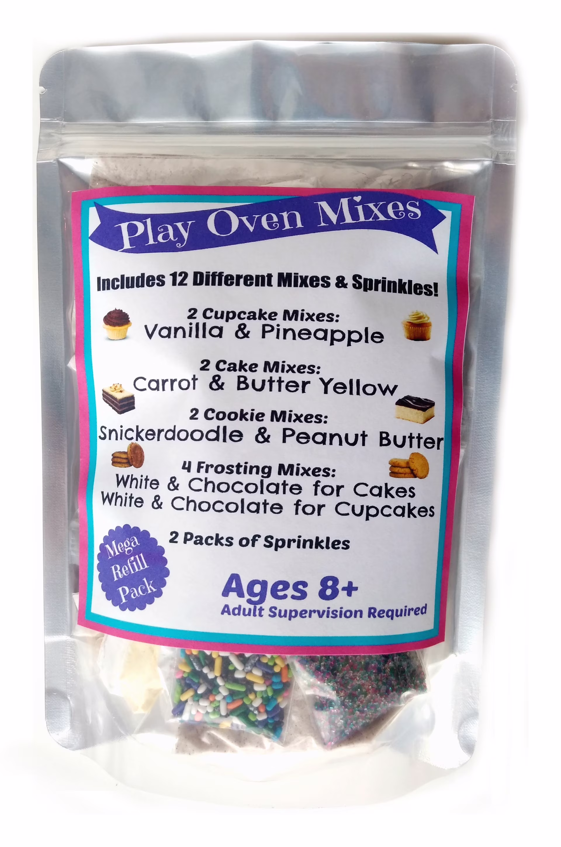 Easy to Bake Oven Mixes Children's Play Toy Oven Real 12 Super Pack Mega Refill Kit Cupcakes Cookies Frosting Sprinkles Ultimate Set Cooking Baking Supplies Net Wt 11.6 oz