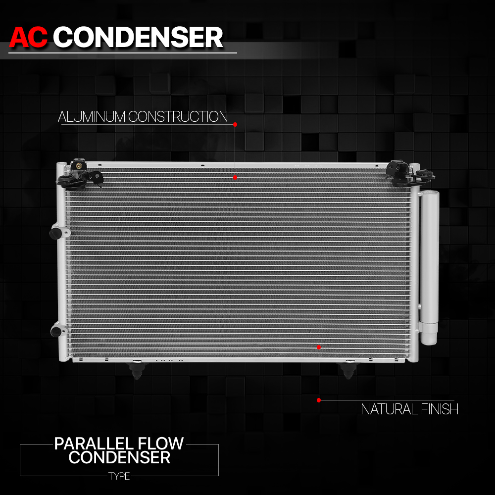 Aluminum Parallel Flow AC A/C Condenser for 02-08 Camry/Solara/ES300/ES330 3052 03 04 05 06 07