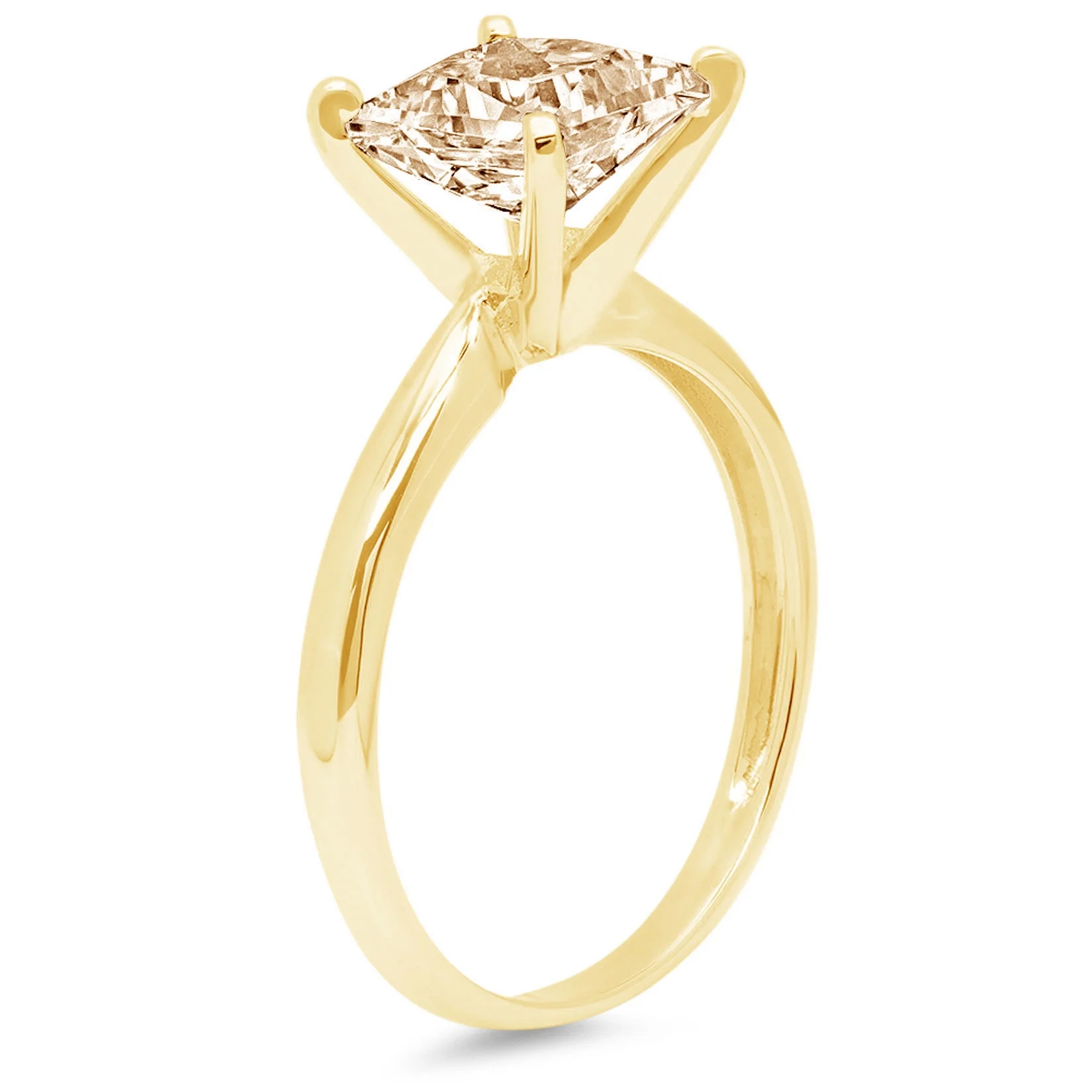 0.5 ct Brilliant Princess Cut Clear Simulated Diamond 18K Yellow Gold Solitaire Ring SZ 6.75