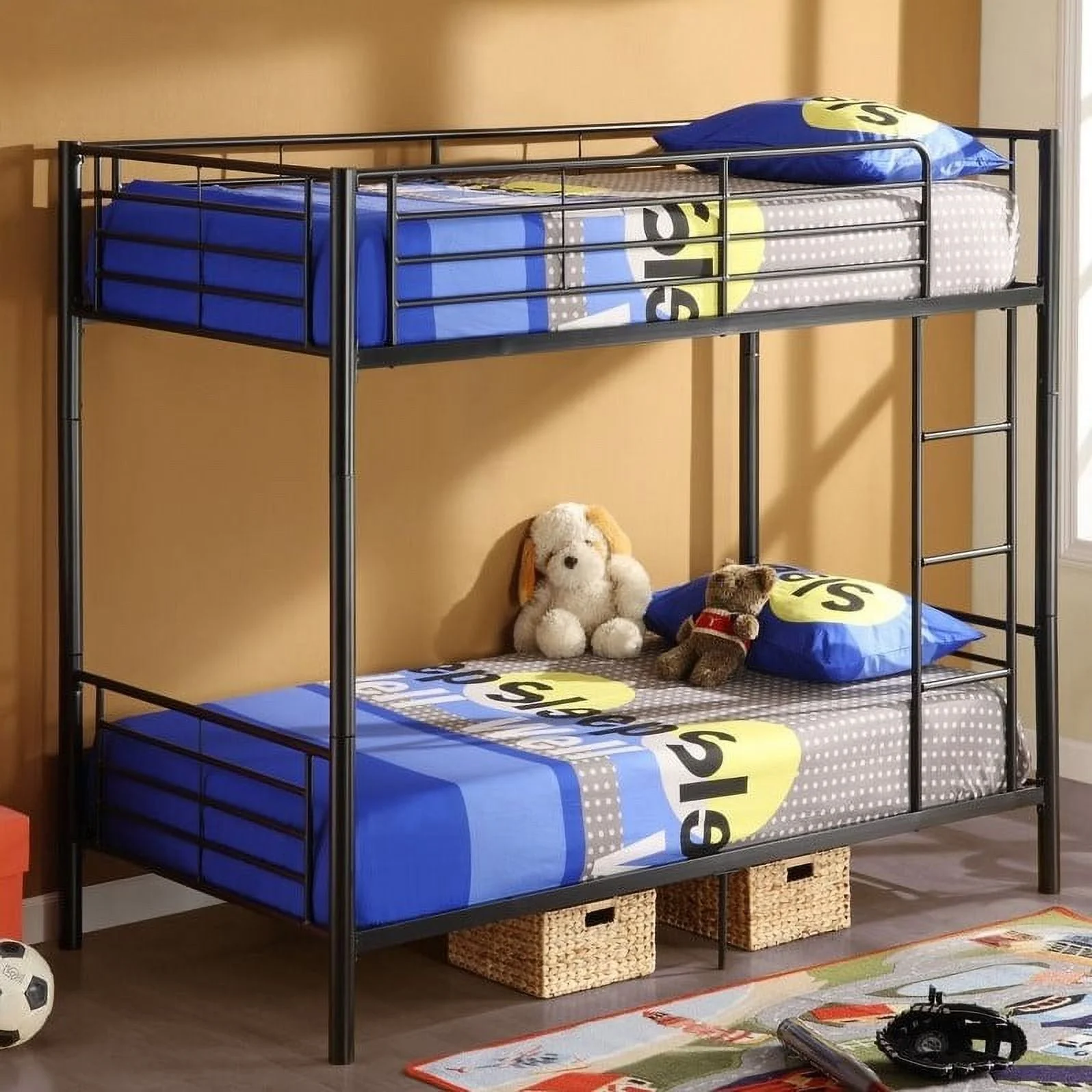 Kingfisher Lane Twin over Twin Metal Bunk Bed in Black Finish