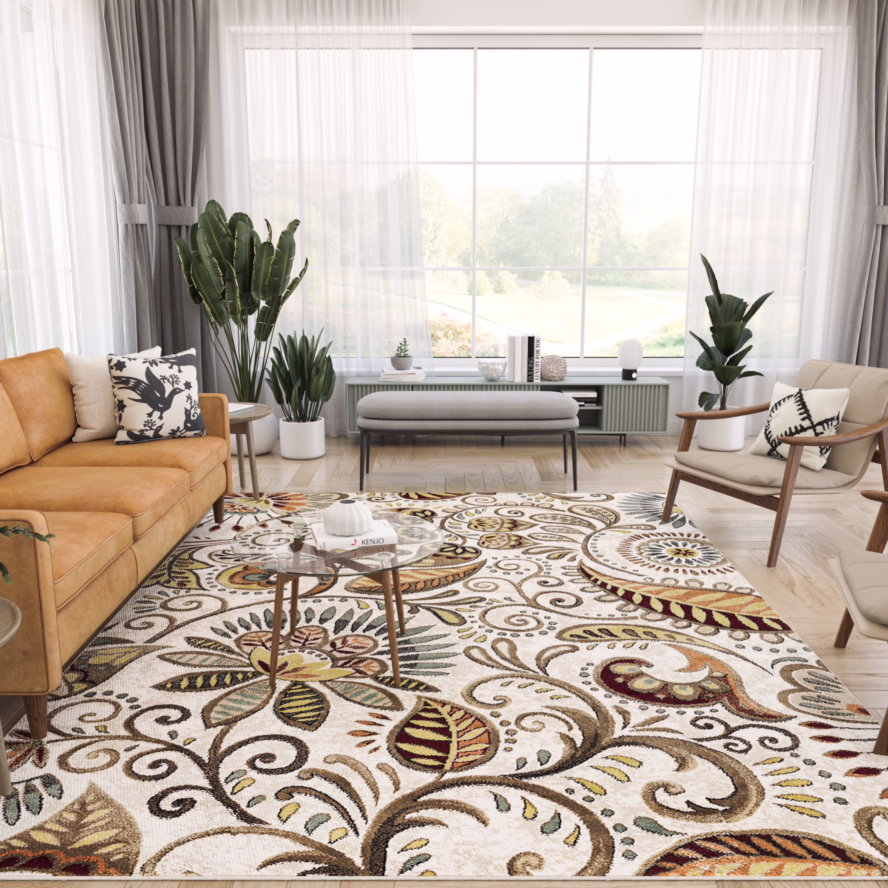 8x10 Modern Ivory Large Area Rugs for Living Room | Bedroom Rug | Dining Room Rug | Indoor Entry or Entryway Rug | Kitchen Rug | Alfombras para Salas 7'10'' x 10'3''