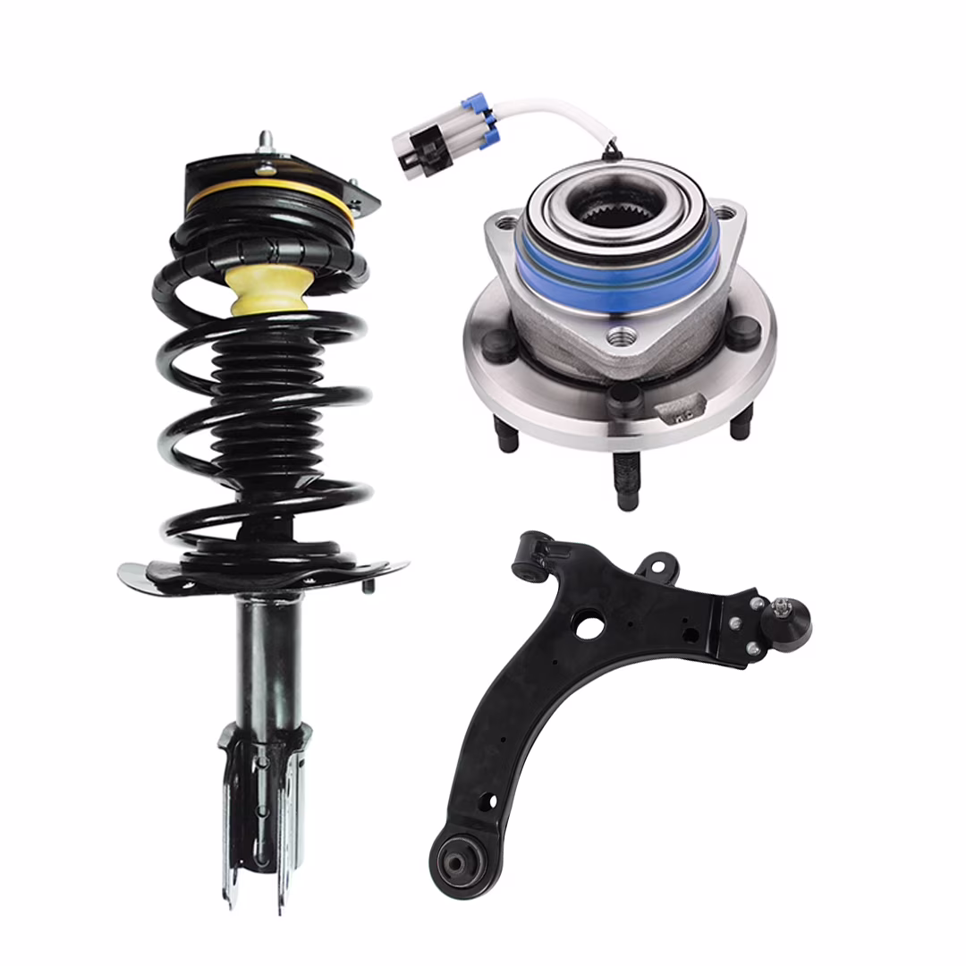 Set of 3 Front Left Lower Control Arm Ball Joint-Wheel Hub Bearing Assembly-Quick Complete Strut-Coil Spring For 2000-2007 Chevrolet Monte Carlo